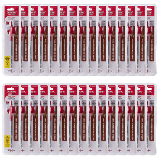 Diablo DSPD4070 Demo Demon Spade Drill Bit For Nail Embedded Wood 1 1/4 Inch x 6 Inch 1/4 Inch Hex Shank 30 Pack