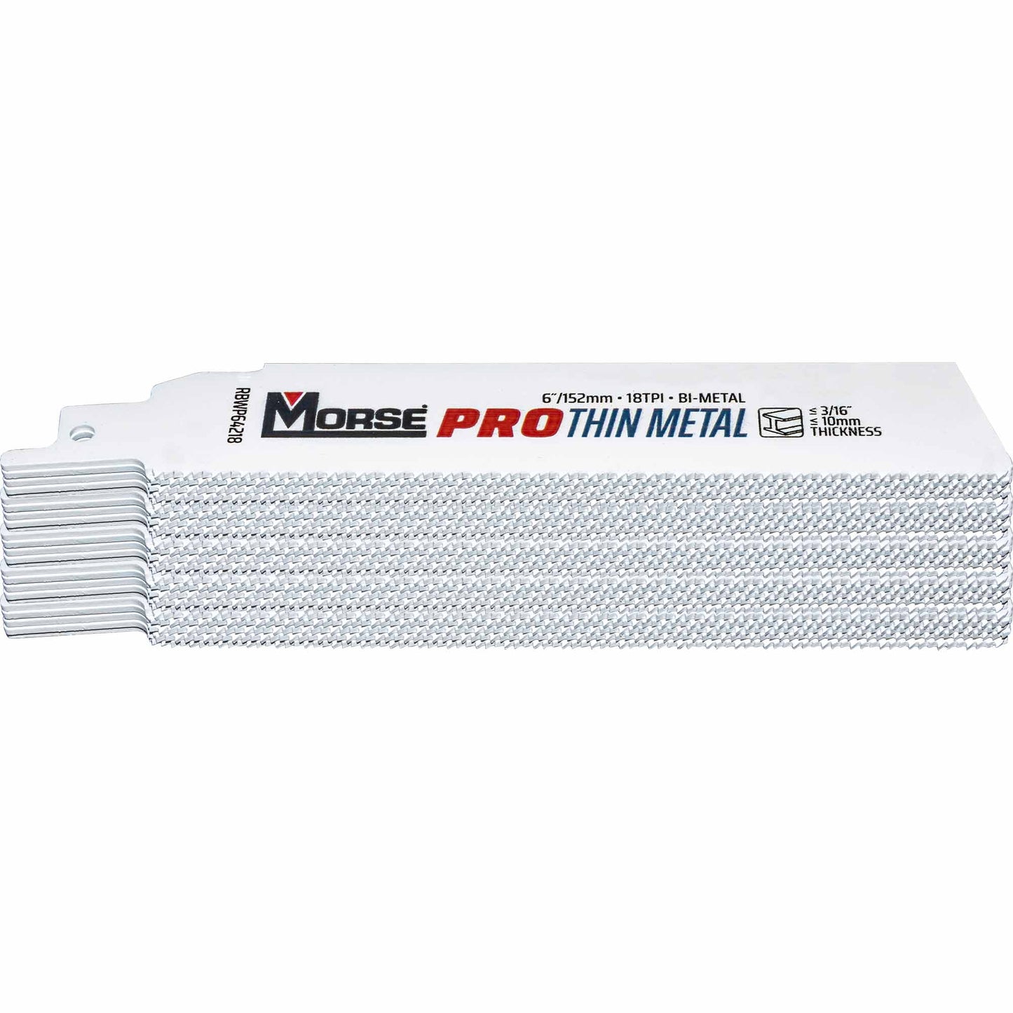 Morse Bi-Metal Pro Thin Metal  Reciprocating Saw Blade 6" x 1" .42" 18 TPI 25 Pack
