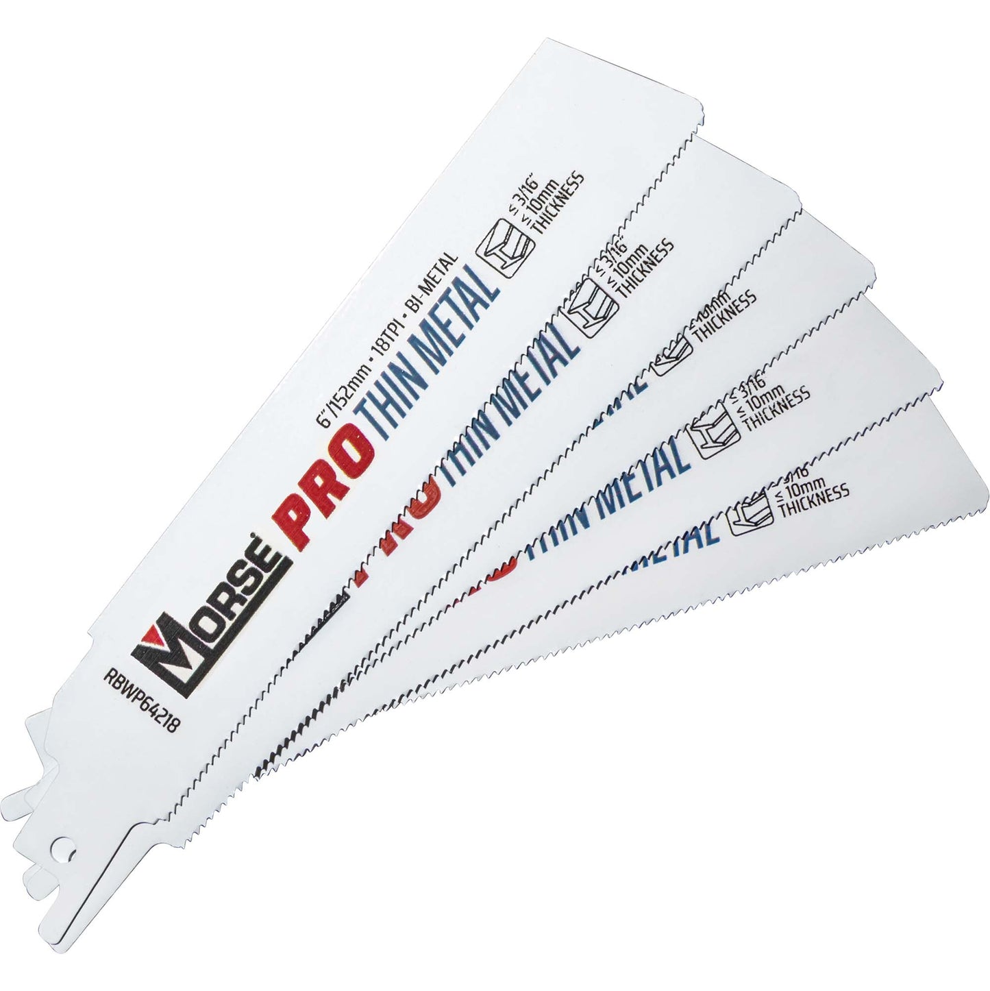 Morse Bi-Metal Pro Thin Metal  Reciprocating Saw Blade 6" x 1" .42" 18 TPI 25 Pack