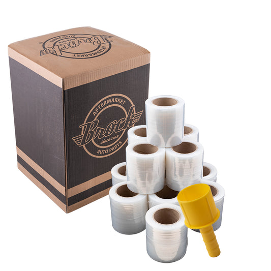 Brock Industrial Strength Stretch Wrap Film - 5 Inch x 333 Yard 13cm x 305m   80 Gauge   Clear   Includes 1 Handle - 12 Rolls/Case