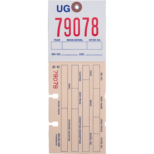 Brock 2-Part Notched Inventory Tags Polyart & Manila Card Stock - 8 1/4 Inch By 3 Inch - With Reinforced Metal Eyelet - Includes Wire-Brock Ballpoint Pen-Brockmark Marker - 1000 Tags/Box