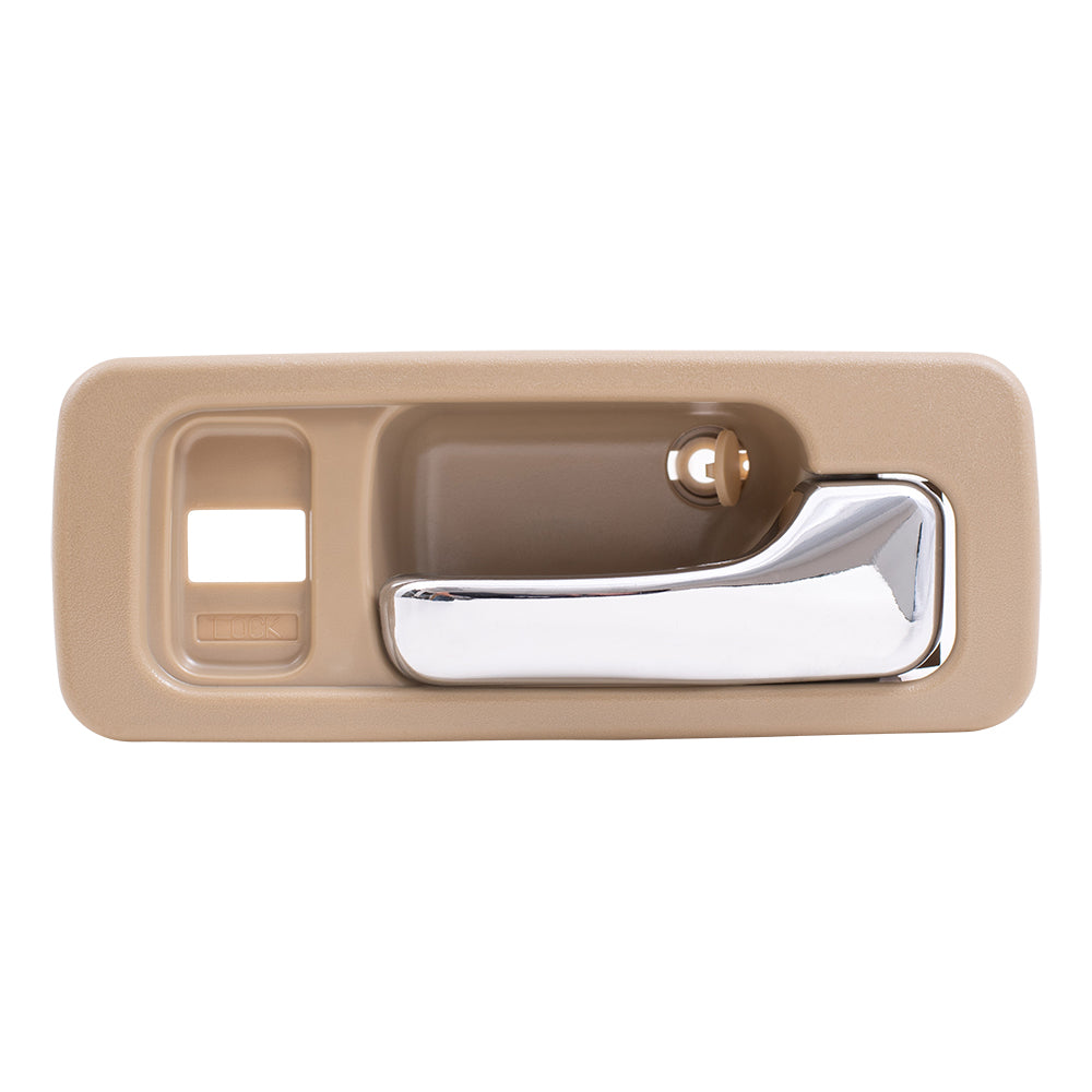 AUTOANDART Brock Replacement Passengers Front Inside Tan & Chrome Power Door Handle w/ Lock Hole Compatible with Accord 72125SM4003ZE