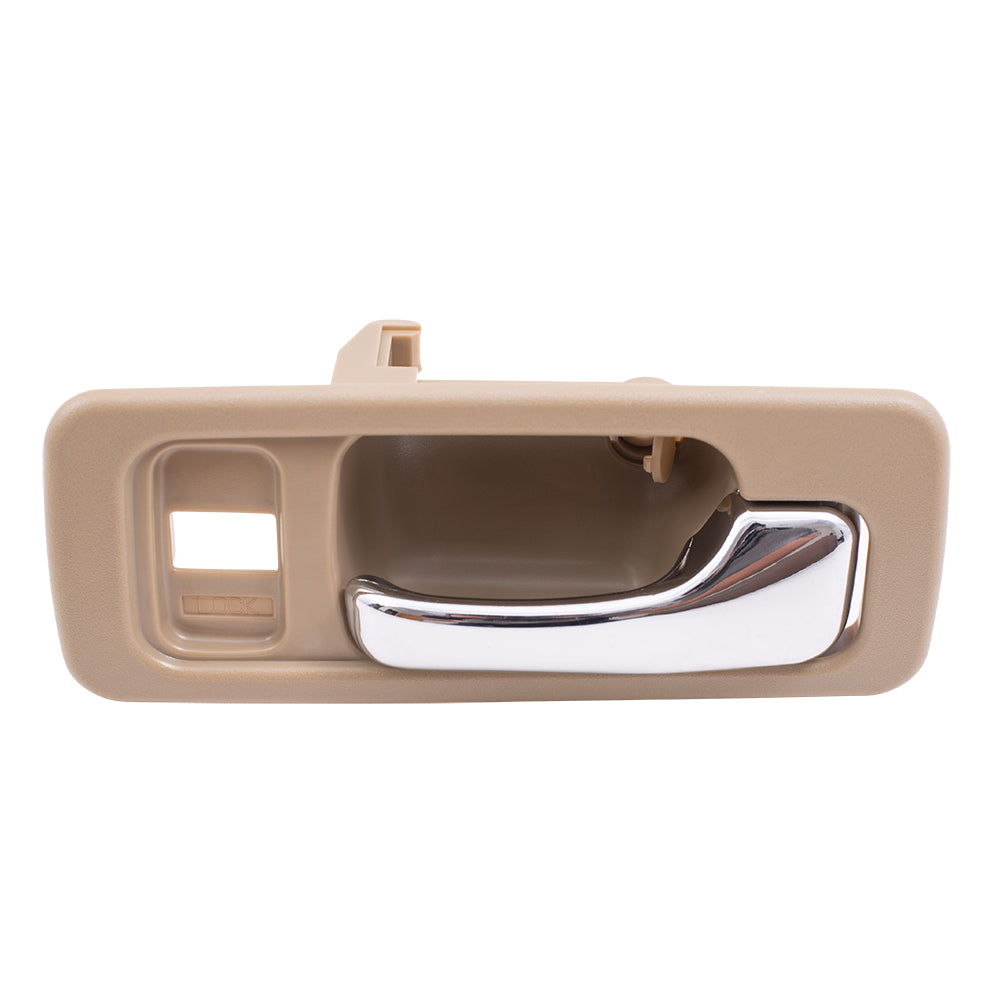 AUTOANDART Brock Replacement Passengers Front Inside Tan & Chrome Power Door Handle w/ Lock Hole Compatible with Accord 72125SM4003ZE
