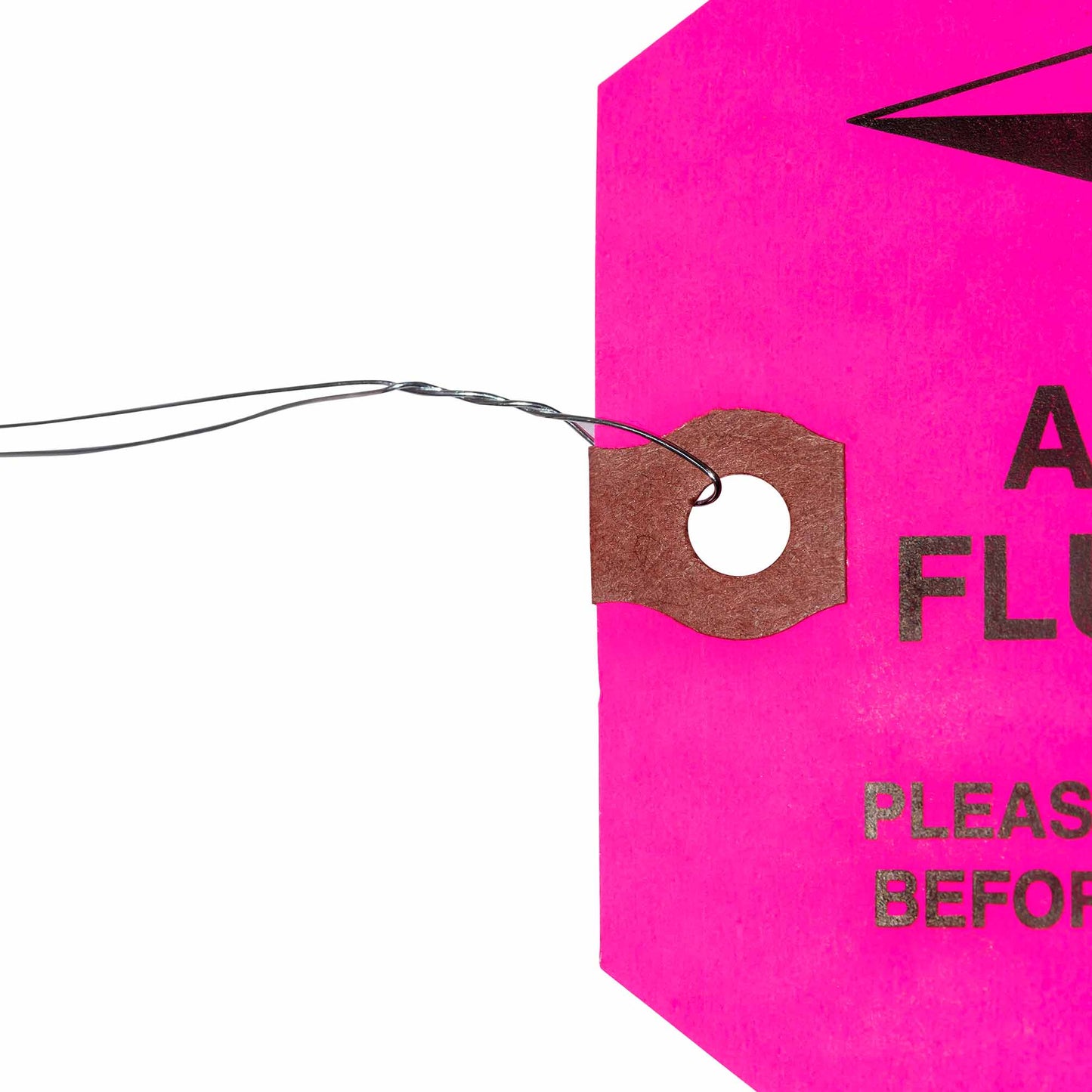 'WARNING – ALL OIL - LUBRICATING FLUID HAS BEEN DRAINED!’ Parts Tag With Wire Attached - 5 3/4 Inch x 2 7/8 Inch Pink Heavy Card Stock With Reinforced Eyelet - Includes Pen - 250 Tags Per Box
