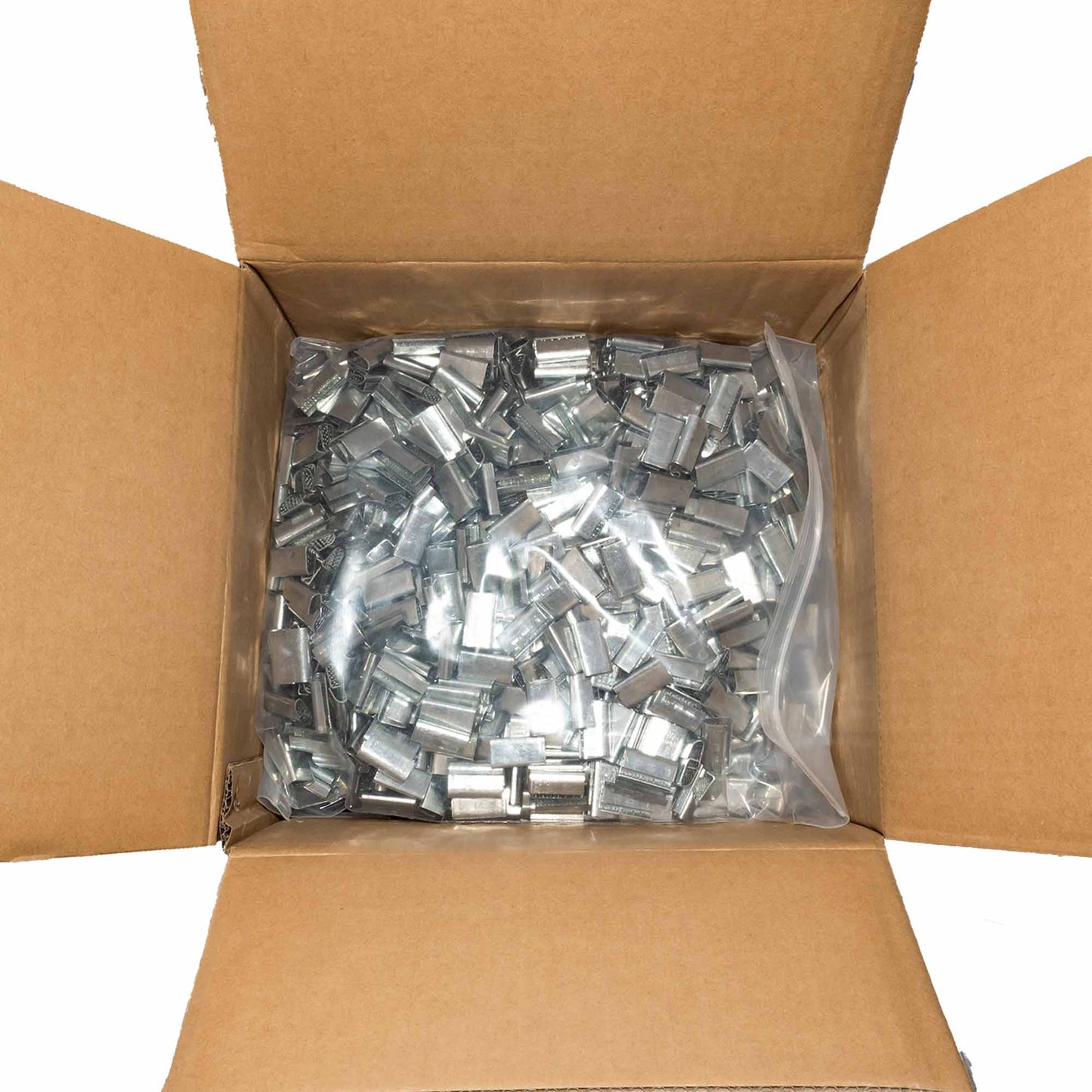 Brock 1/2 Inch Metal Open Gripping Seals for Polypropylene Strapping 1 1/4 Inch x 1/2 Inch x 1/4 Inch 2000 Piece Box