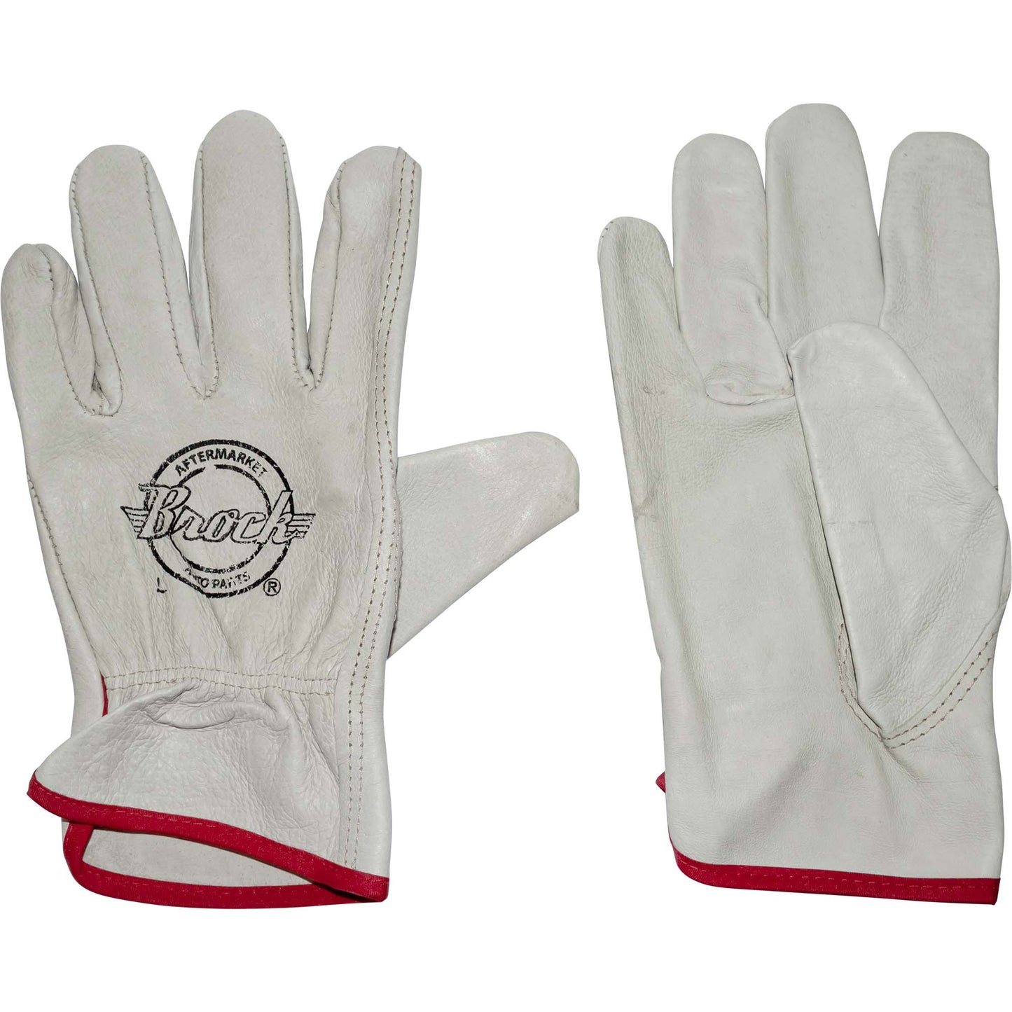 Brock Pigskin Leather Drivers Glove Unlined With Keystone Thumb & Red Cotton Bound Cuff Large 12 Pairs