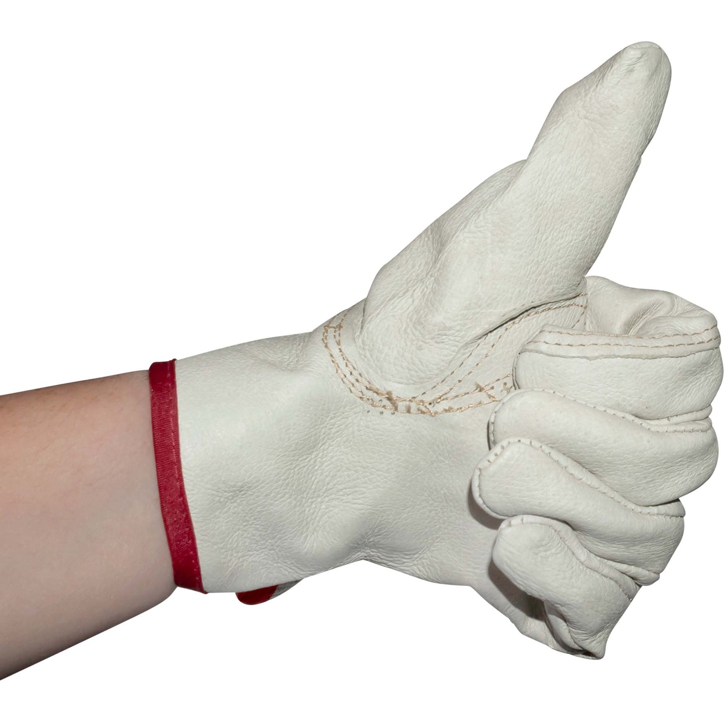 Brock Pigskin Leather Drivers Glove Unlined With Keystone Thumb & Red Cotton Bound Cuff Large 12 Pairs