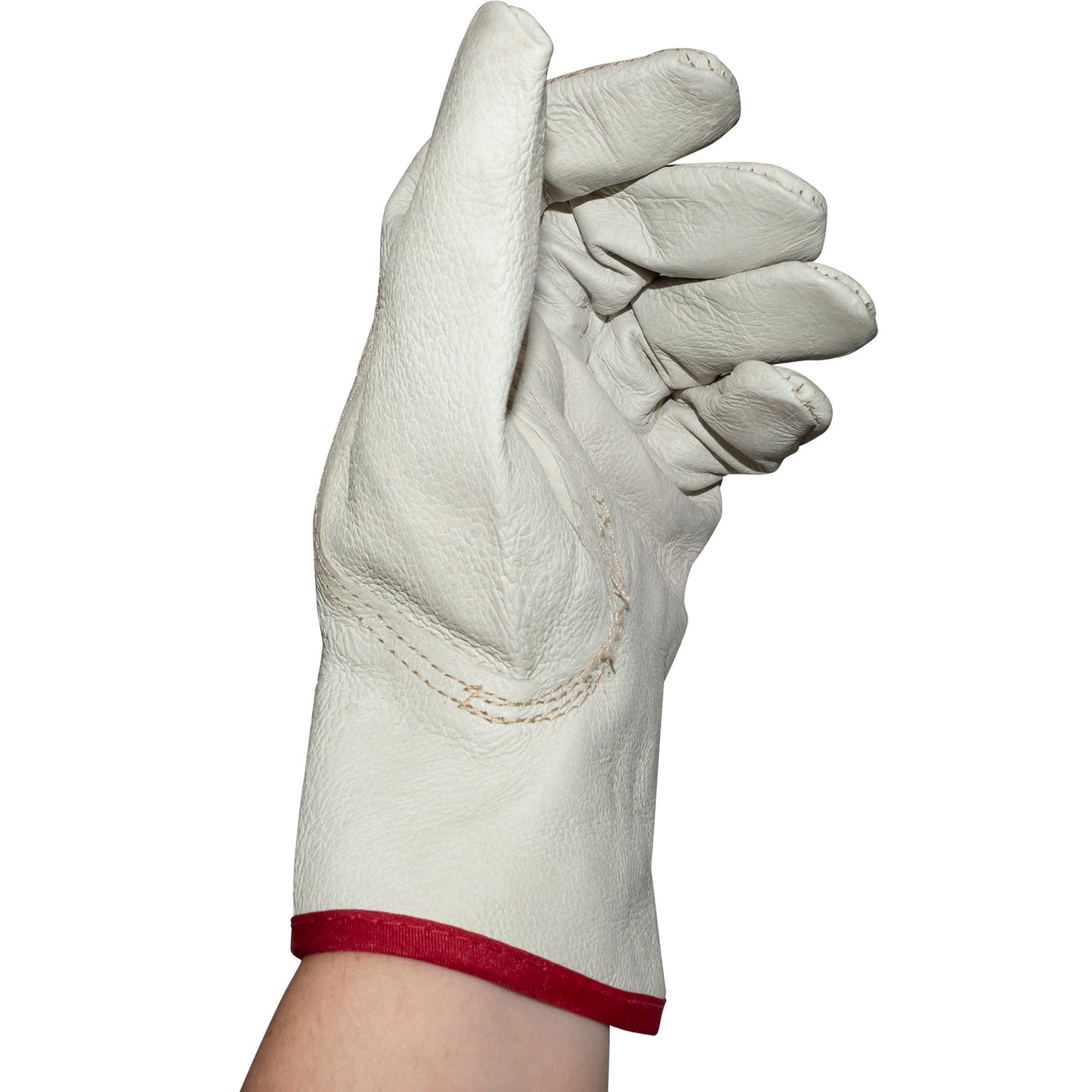 Brock Pigskin Leather Drivers Glove Unlined With Keystone Thumb & Red Cotton Bound Cuff Large 12 Pairs