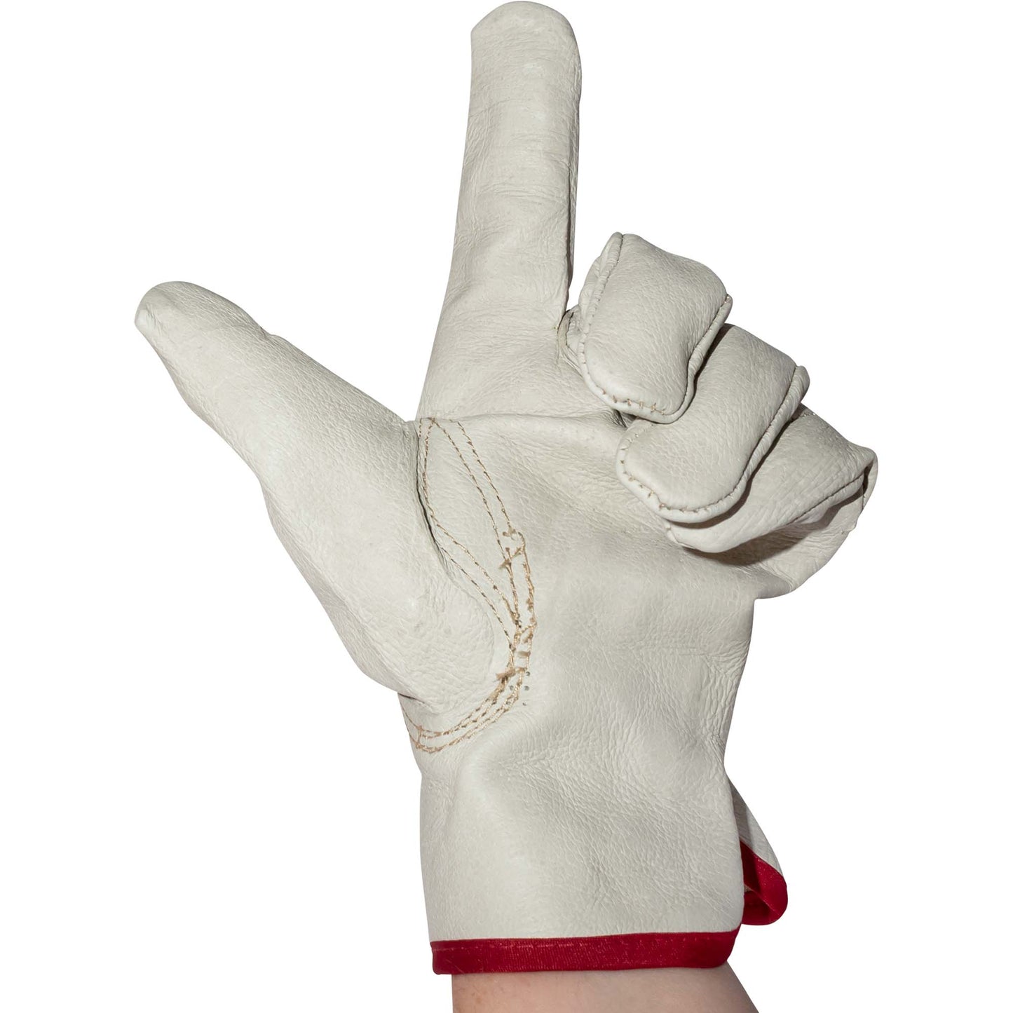 Brock Pigskin Leather Drivers Glove Unlined With Keystone Thumb & Red Cotton Bound Cuff Large 12 Pairs