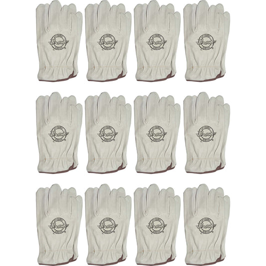 Brock Pigskin Leather Drivers Glove Unlined With Keystone Thumb & Brown Cotton Bound Cuff Extra Large 12 Pairs