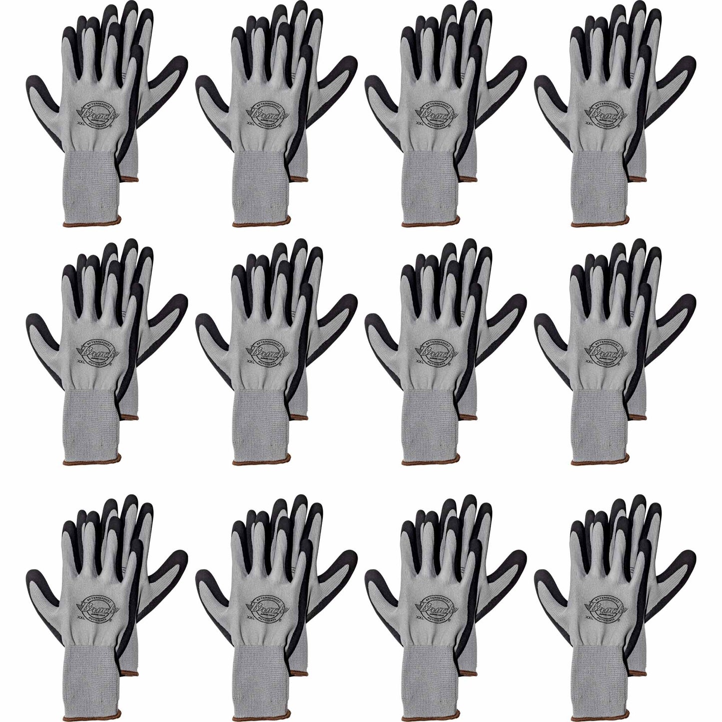 Brock Nitrile Coated Palm – Breathable Woven Nylon With Knitted Wrist Cuff - All-Purpose Work Gloves For Automotive-Industrial-Commercial-Construction-Household Use - Double Extra Large - 12 Pairs
