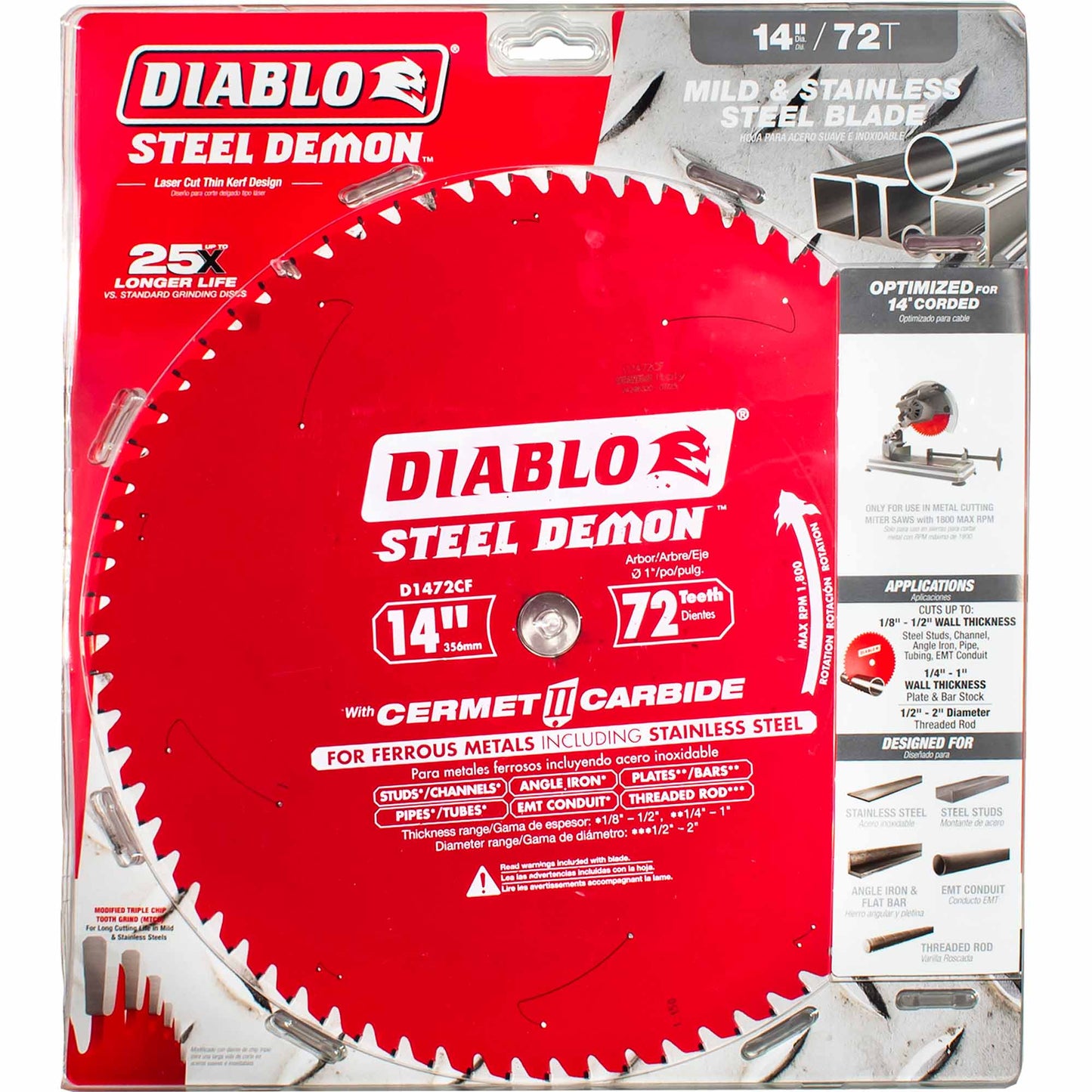 Diablo 14 Inch x 72-Teeth Steel Cermet II Blade for Medium Metal