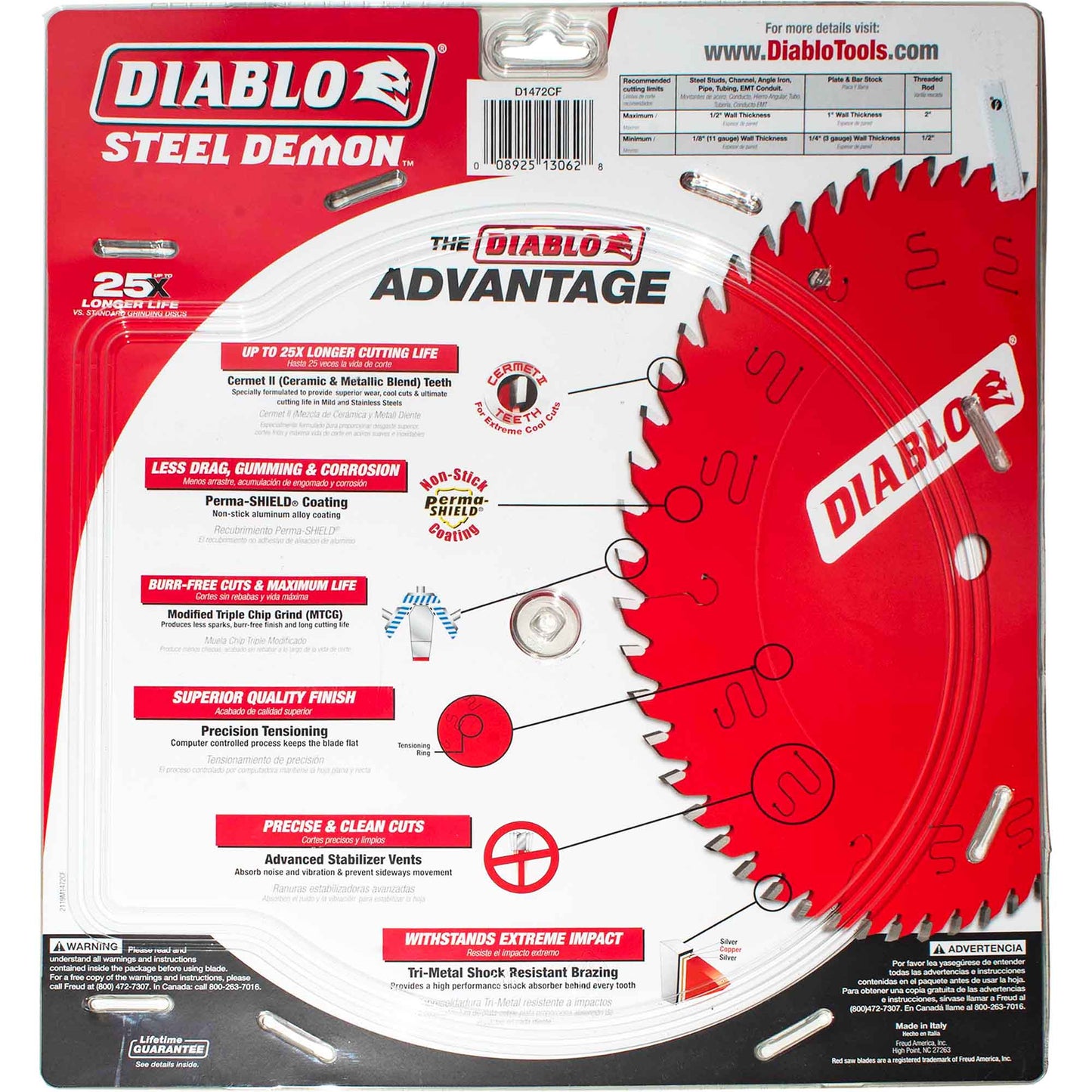 Diablo 14 Inch x 72-Teeth Steel Cermet II Blade for Medium Metal