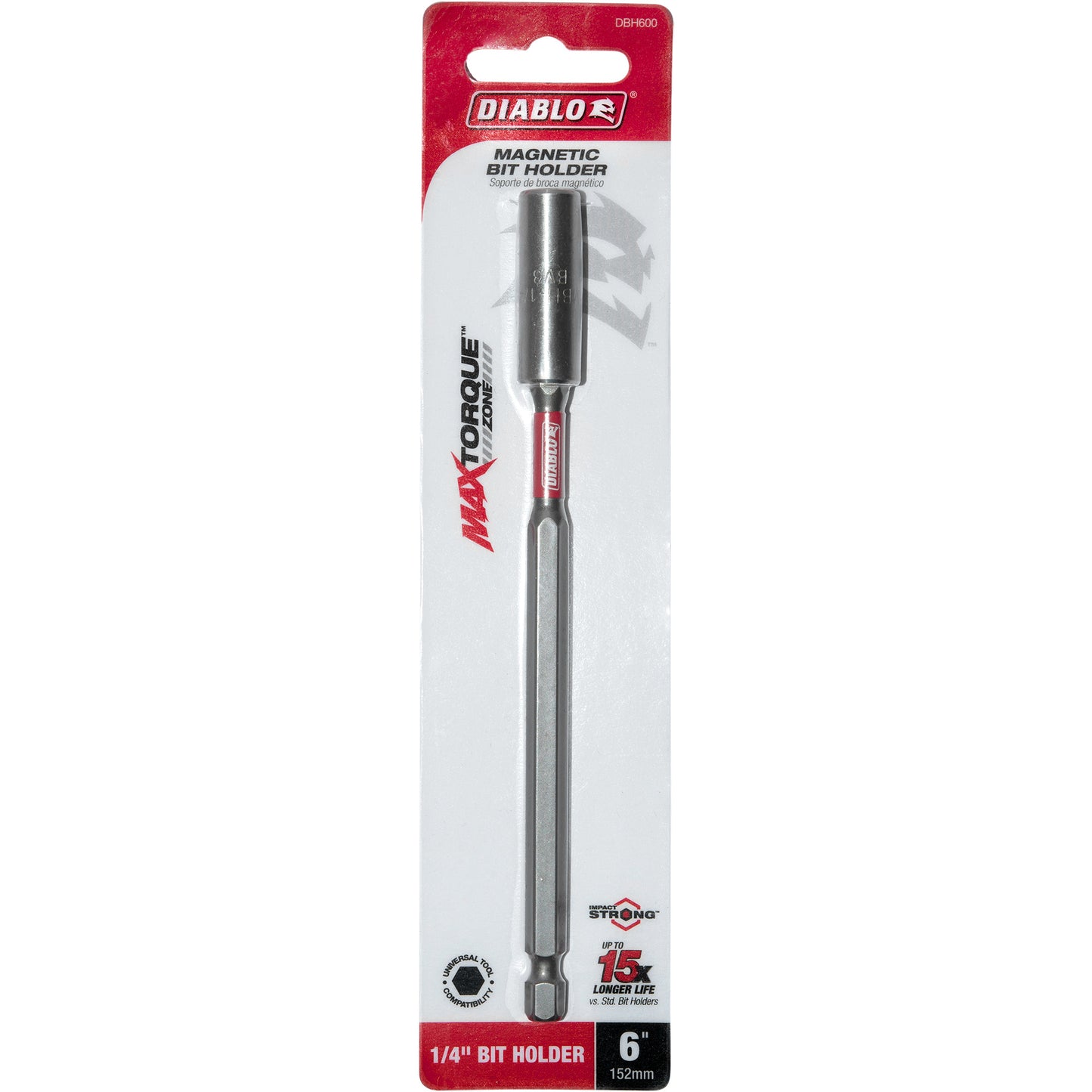 Diablo DBH600 Magnetic Drive Bit Holder 1/4 Inch Hex x 6 Inches Long