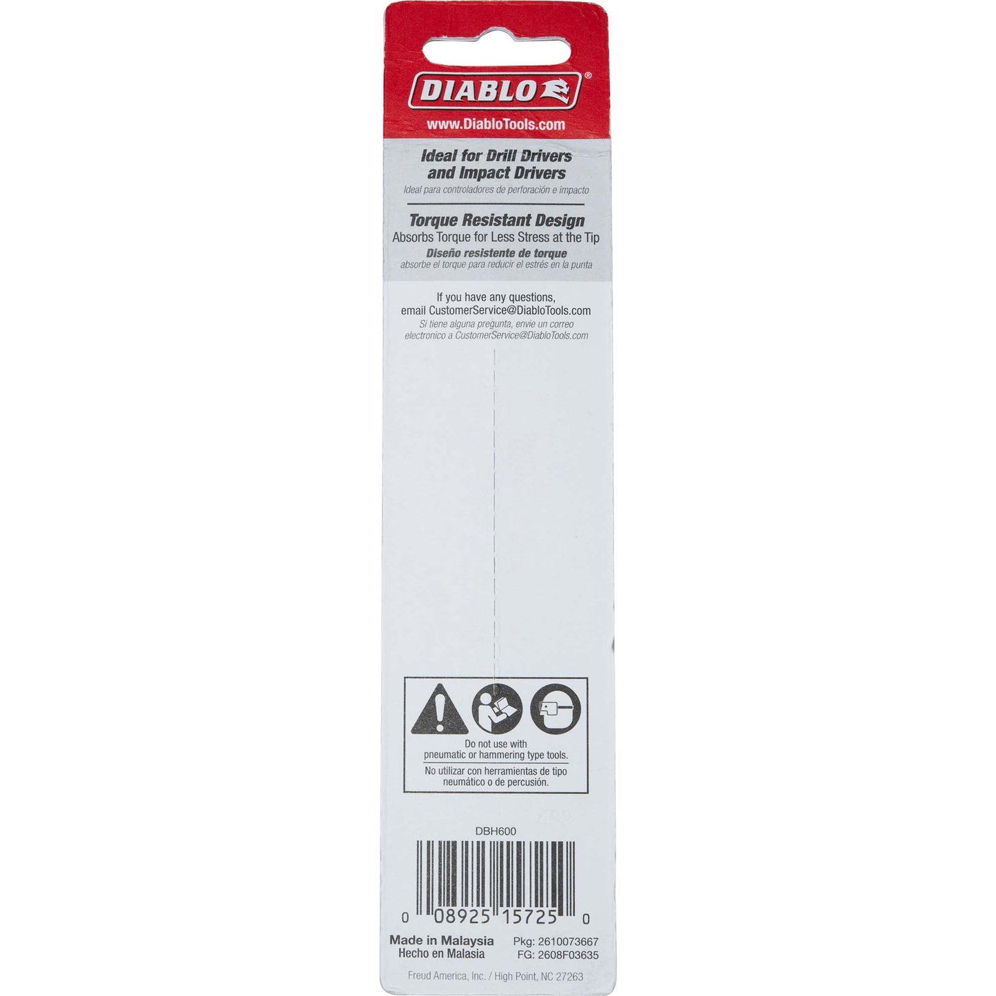 Diablo DBH600 Magnetic Drive Bit Holder 1/4 Inch Hex x 6 Inches Long