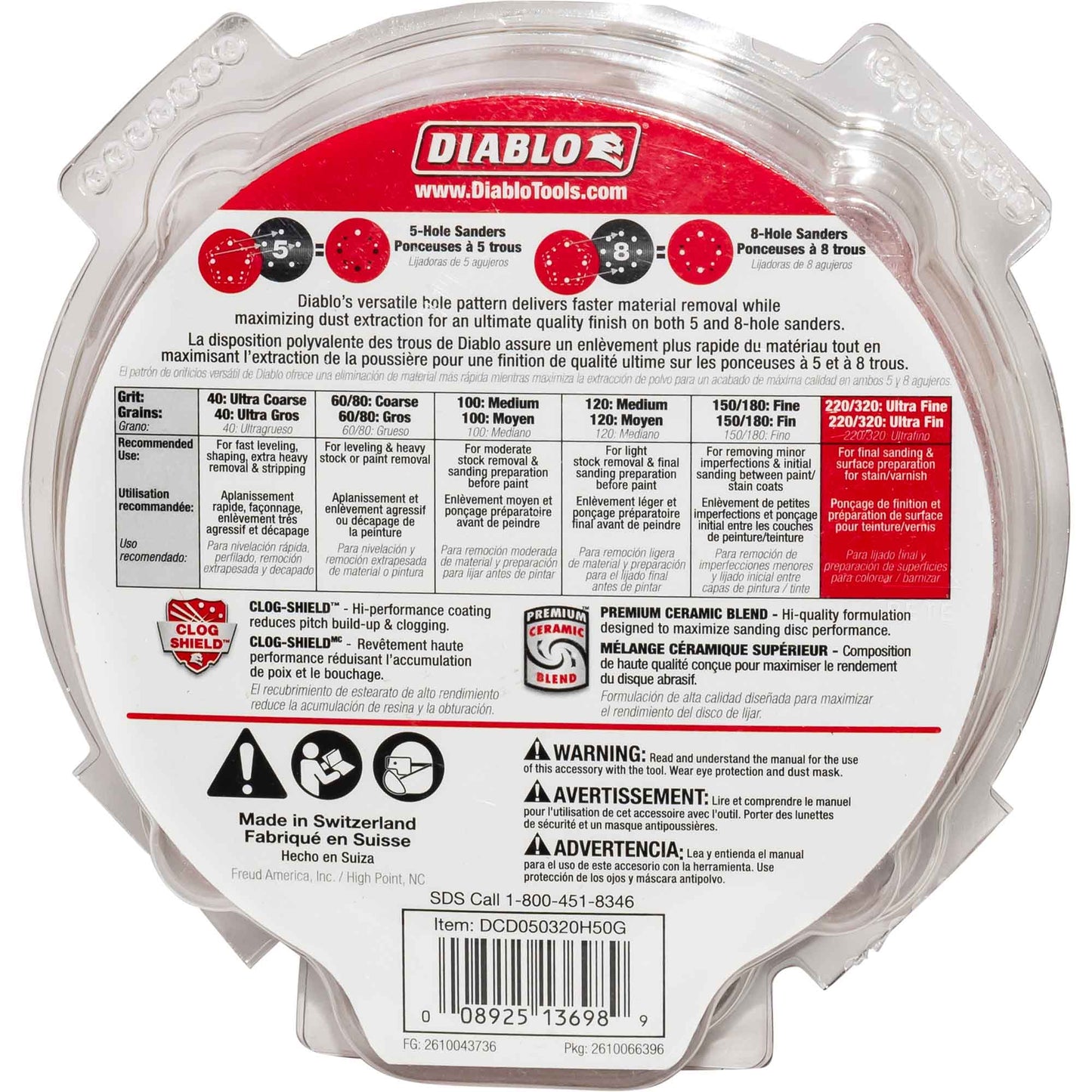 Diablo 5 Inch 320-Grit Hook & Lock ROS Sanding Discs 50 Piece Pack