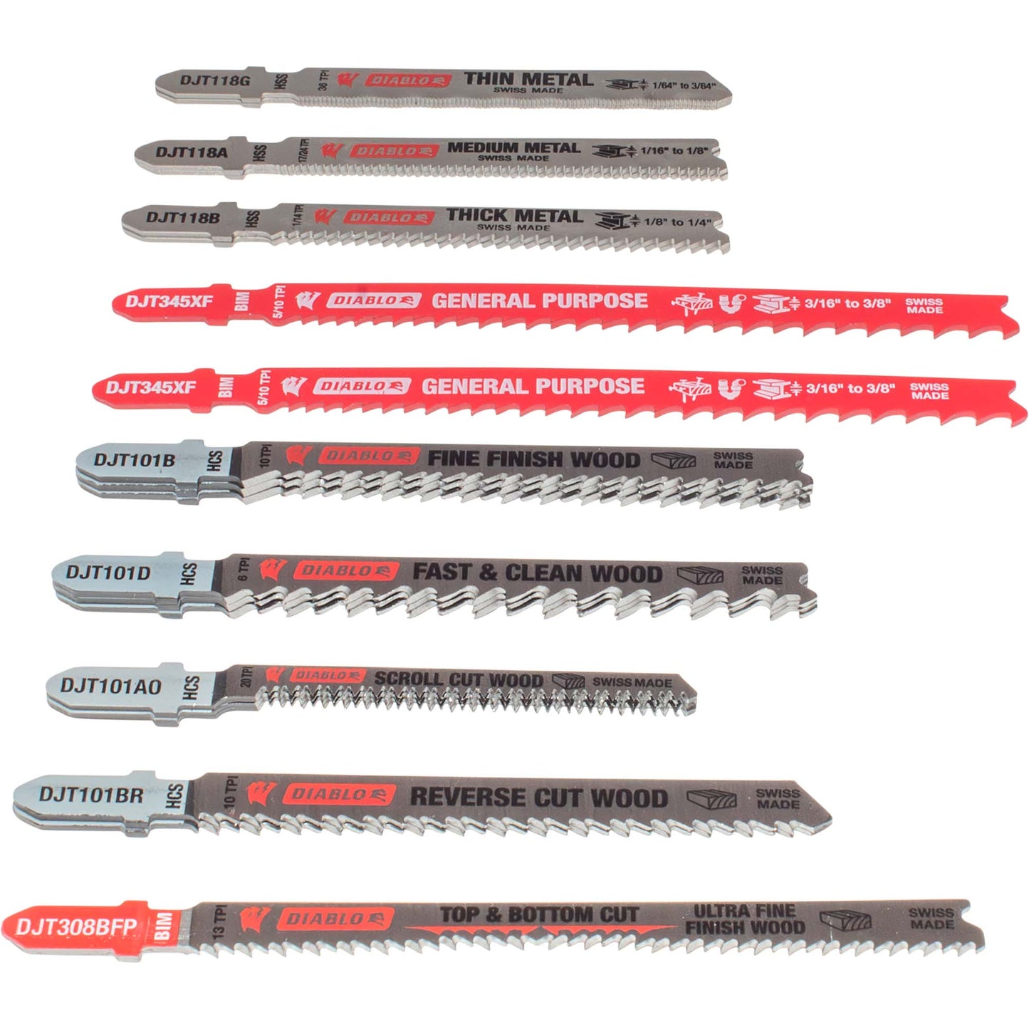 Diablo T-Shank Jig Saw Blade for Wood-Metal-Plastic 20pc Set