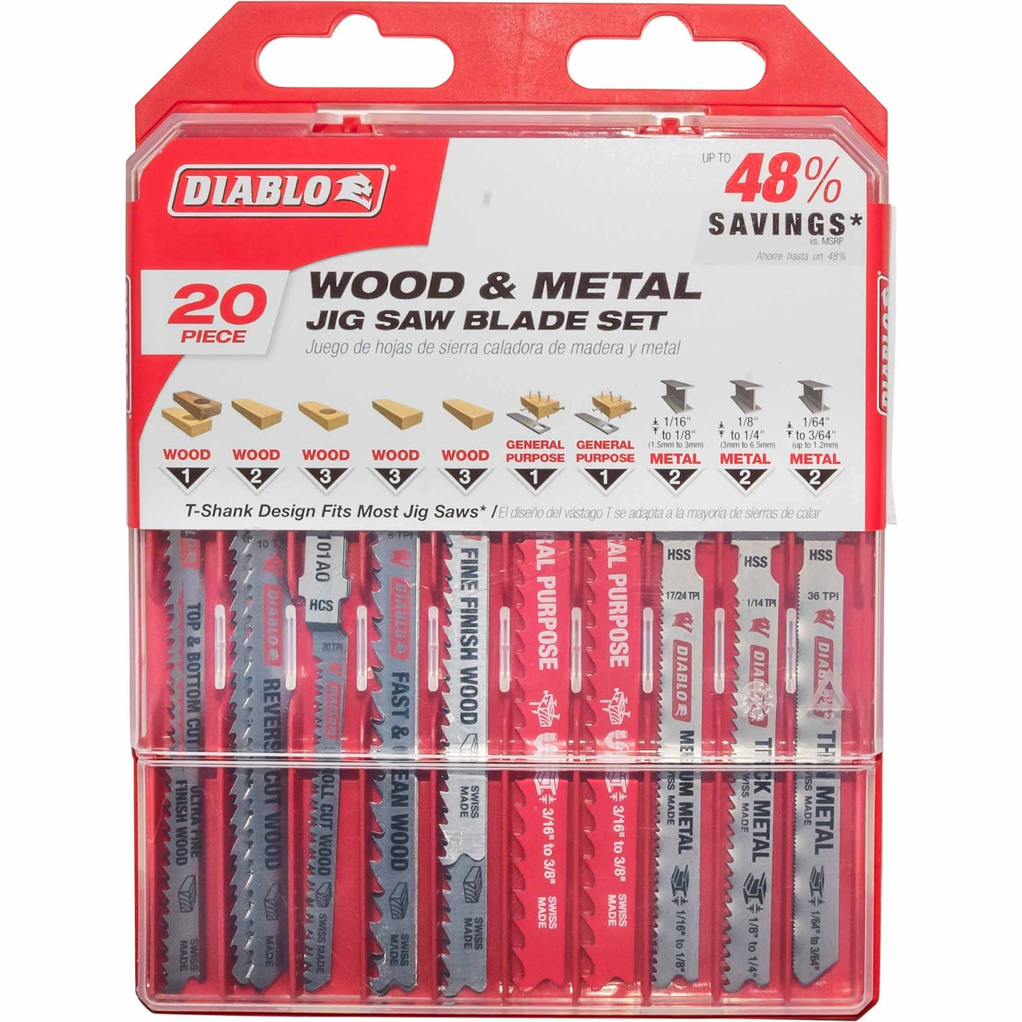 Diablo T-Shank Jig Saw Blade for Wood-Metal-Plastic 20pc Set