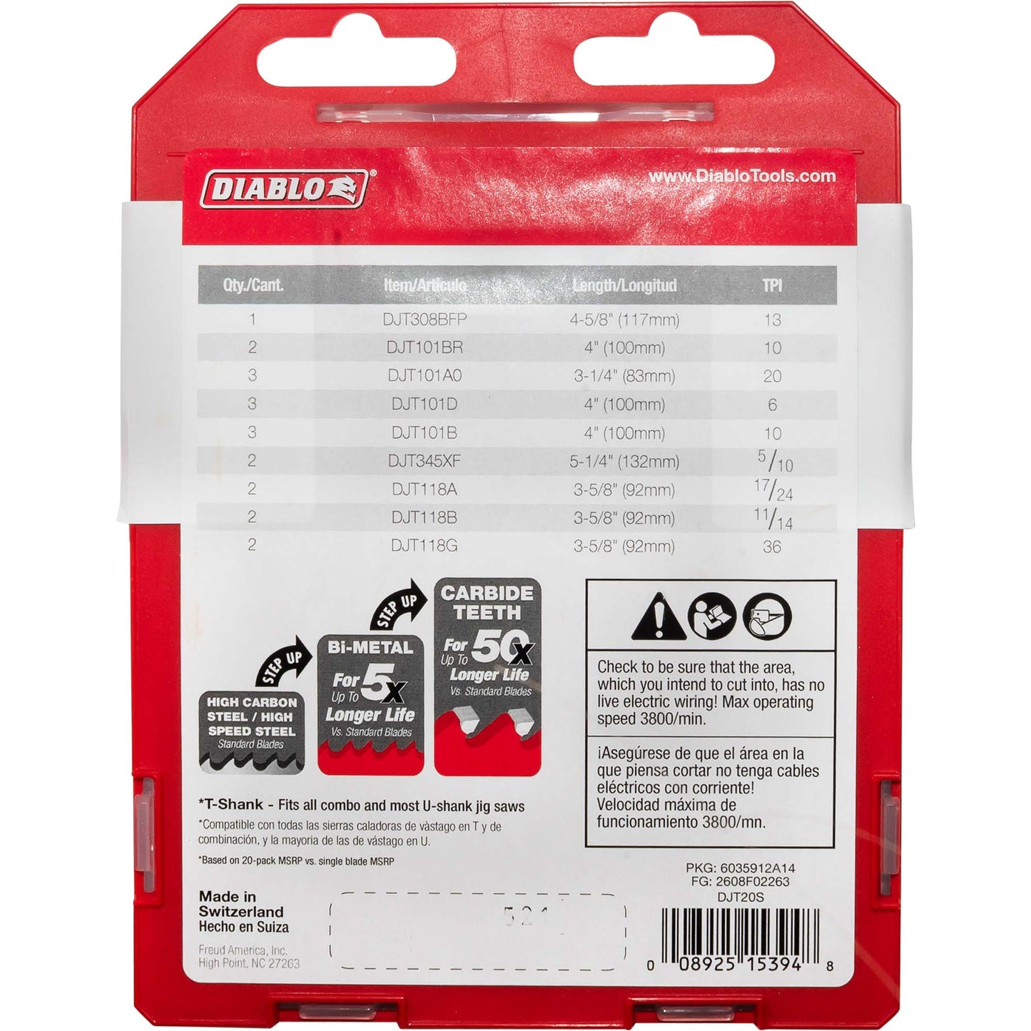 Diablo T-Shank Jig Saw Blade for Wood-Metal-Plastic 20pc Set