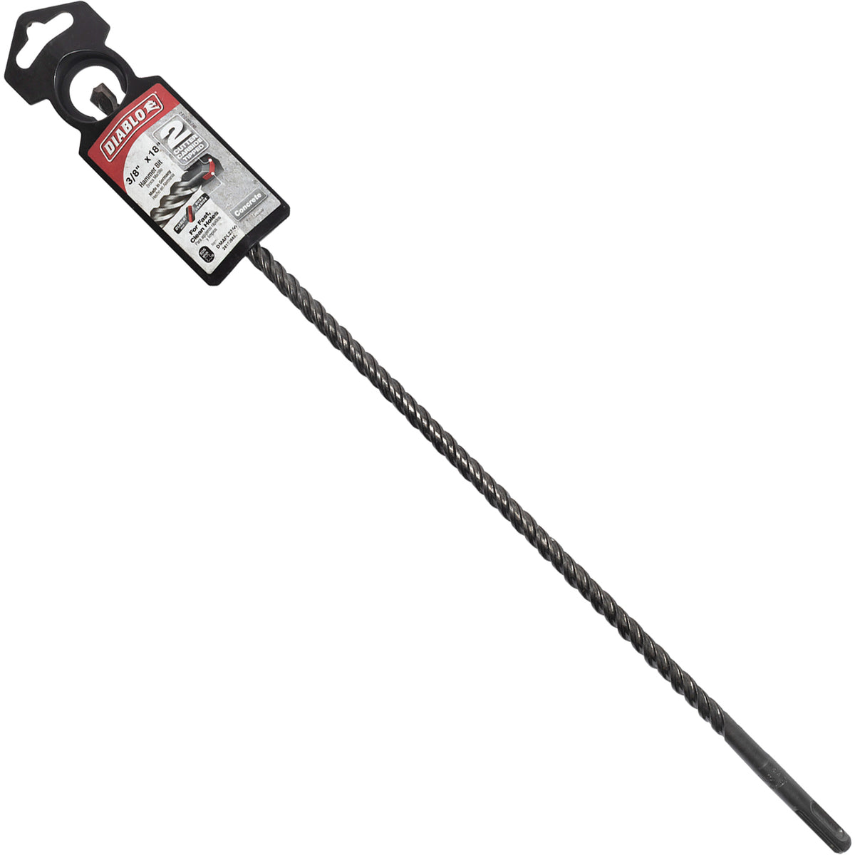 Diablo DMAPL2250 SDS-Plus 2 Cutter Carbide-Tipped Hammer Drill Bit For SDS Plus Rotary Hammers 3/8 Inch x 16 Inch x 18 Inch For Concrete-Brick-Block