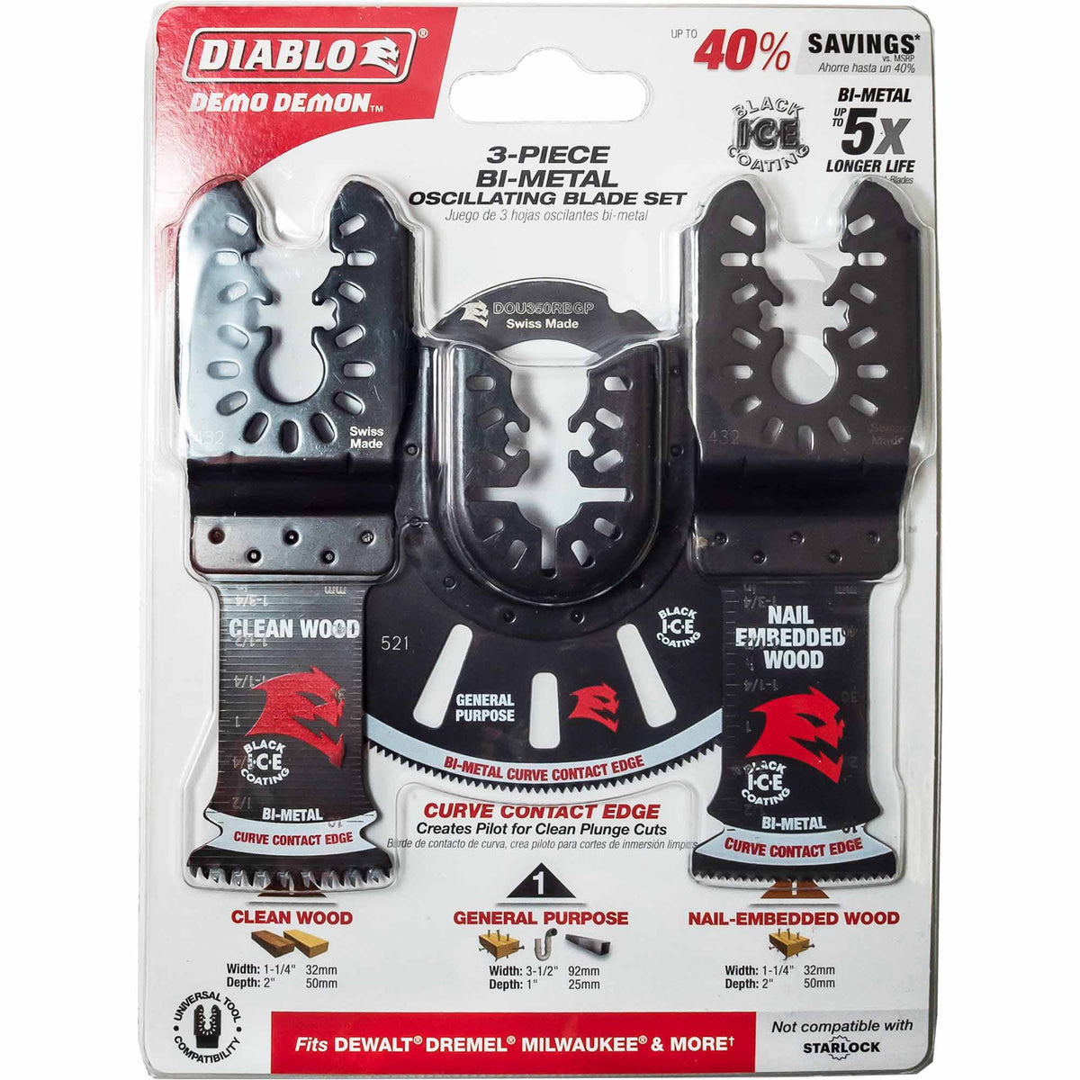 Diablo Universal Fit Bi-Metal Oscillating Blade 3 Piece Set