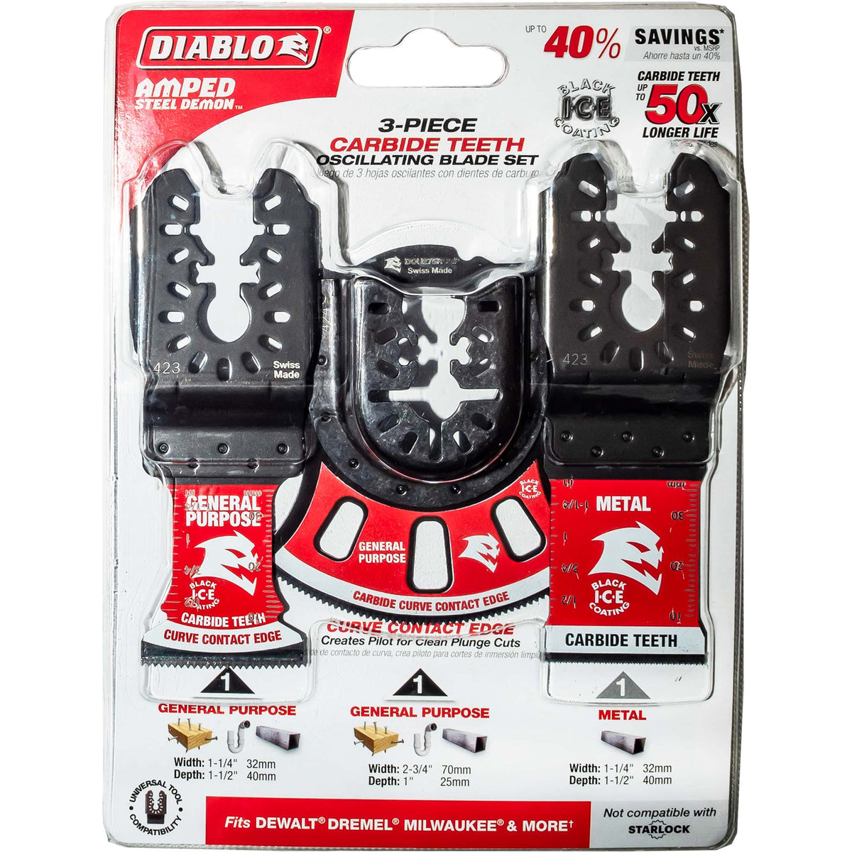Diablo Universal Fit Carbide Oscillating Blade 3 Piece Set