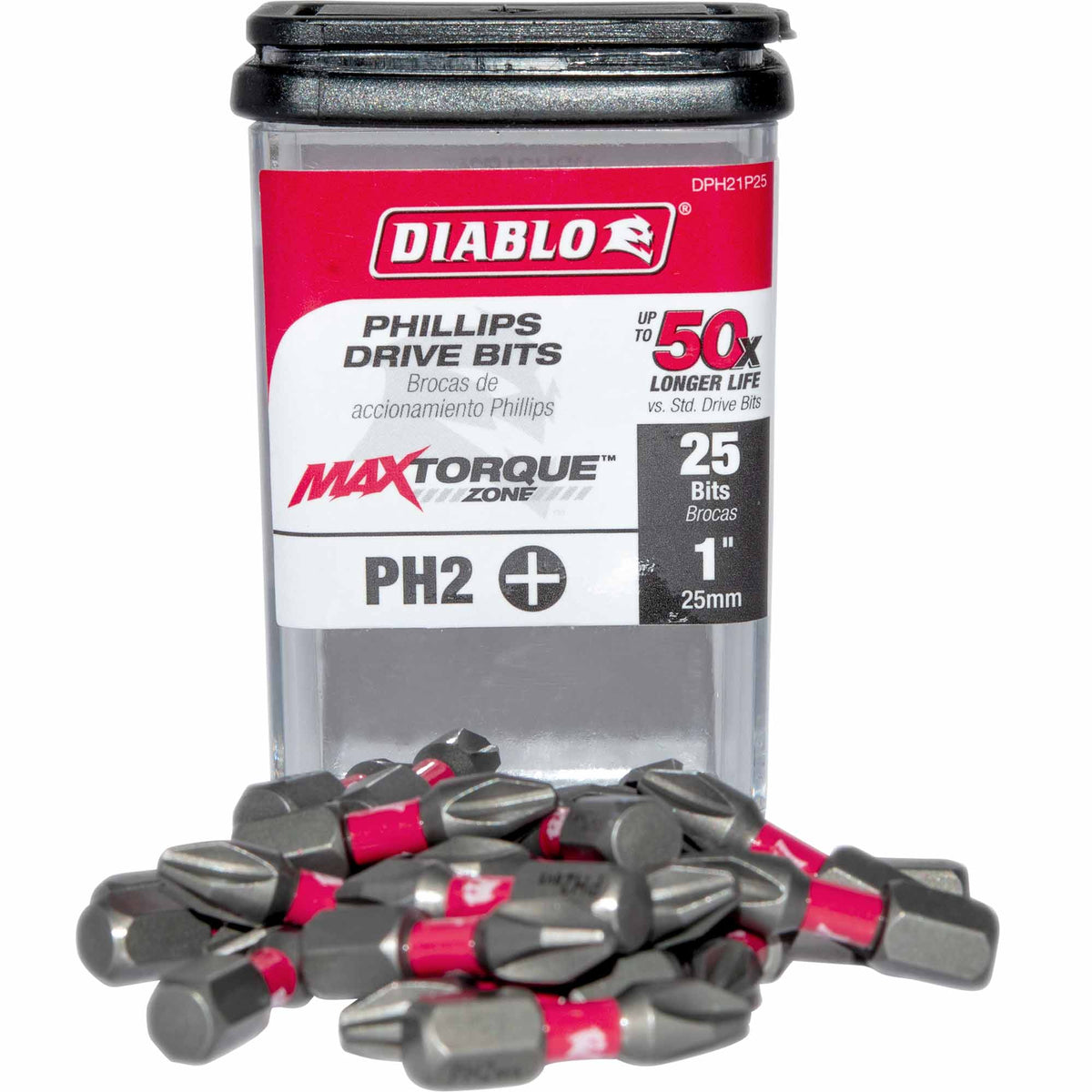Diablo DPH21P25 #2 Phillips Drive Bit 1/4 Inch Hex x 1 Inch Pack of 25