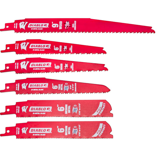 Diablo Bi-Metal Reciprocating Blade for Demolition 6 pc Set