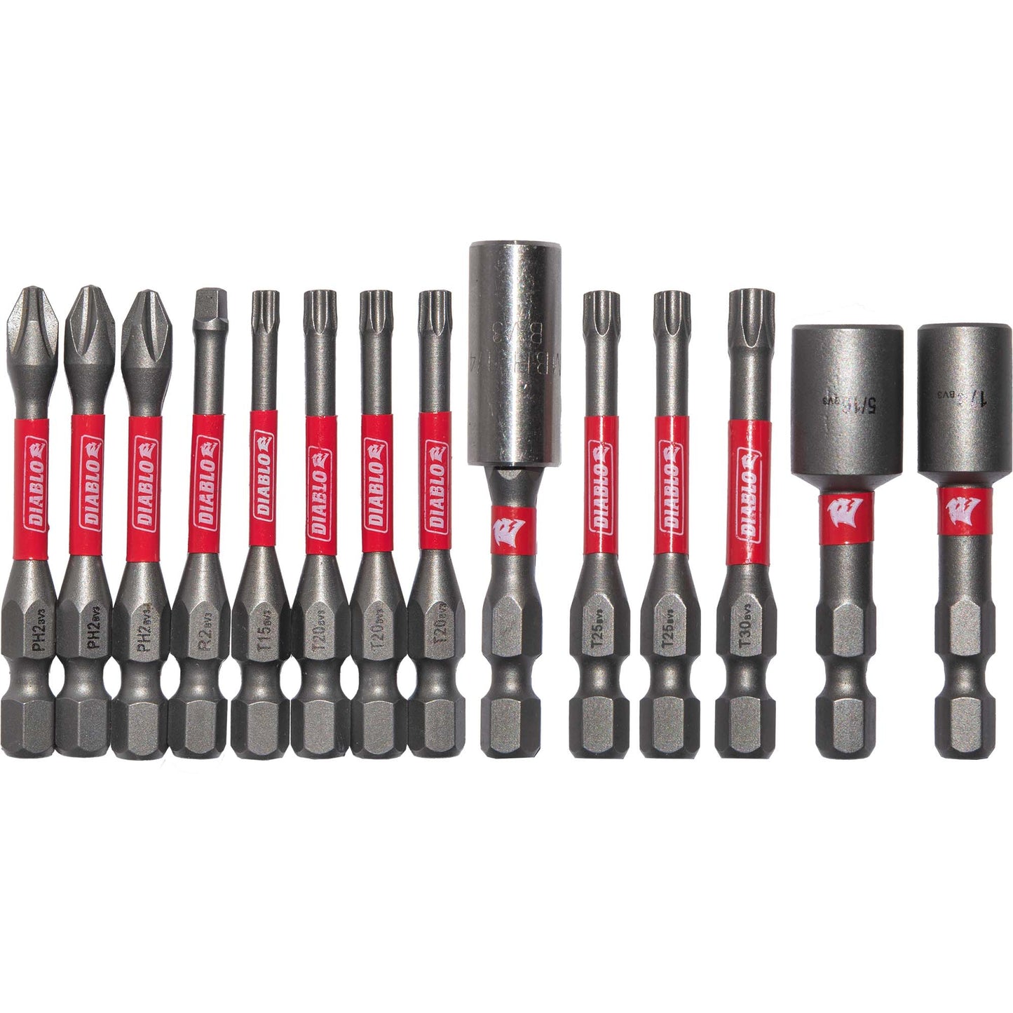 Diablo DSC-S14 High-Performance Magnetic Screwdriving Bits Assorted Sizes 14 Piece Set