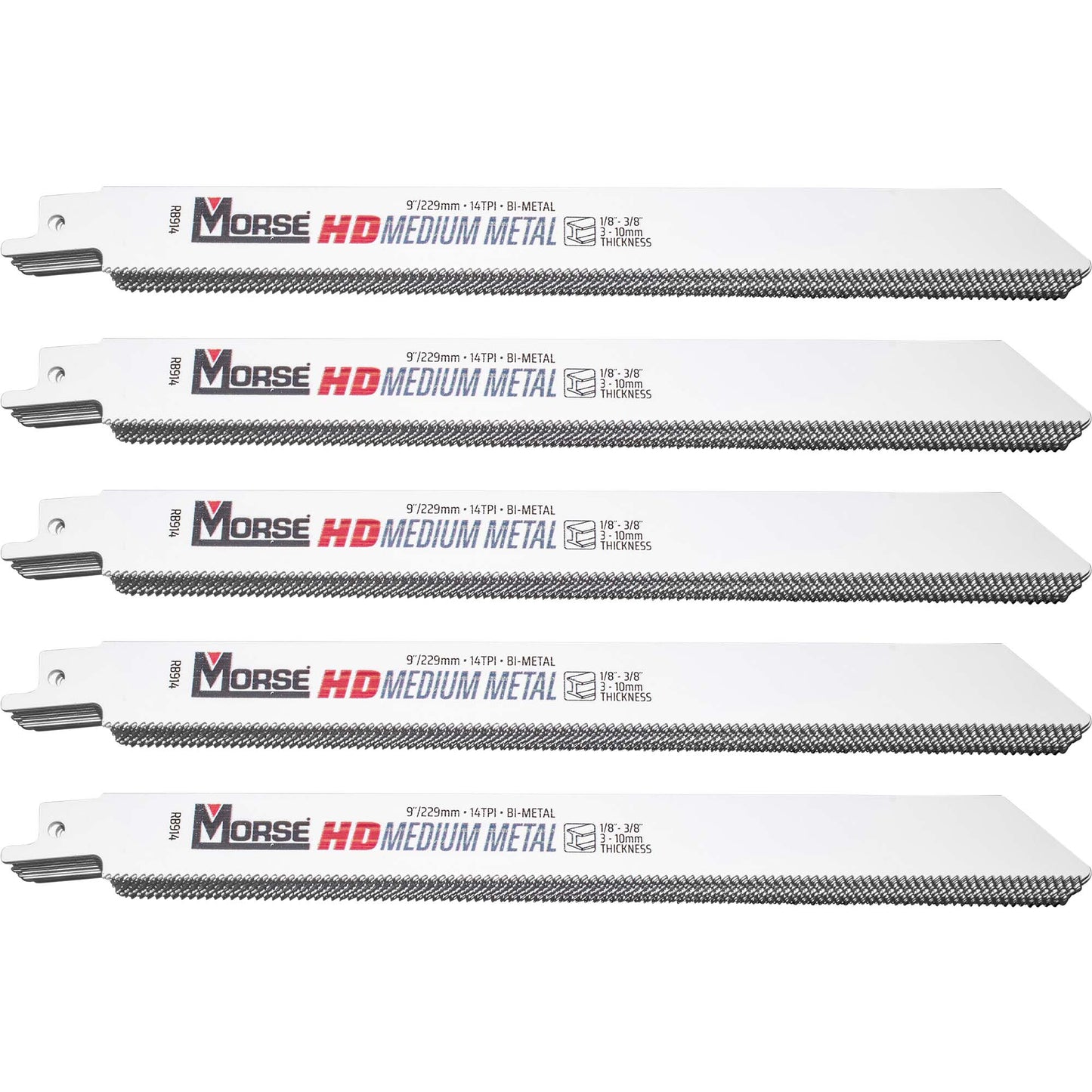 MK Morse HD Medium Metal Bi-Metal Reciprocating Saw Blade For Medium Metal (1/8 Inch - 3/8 Inch) 9 Inch x 3/4 Inch x 0.035 Inch 14 TPI 100 Pack