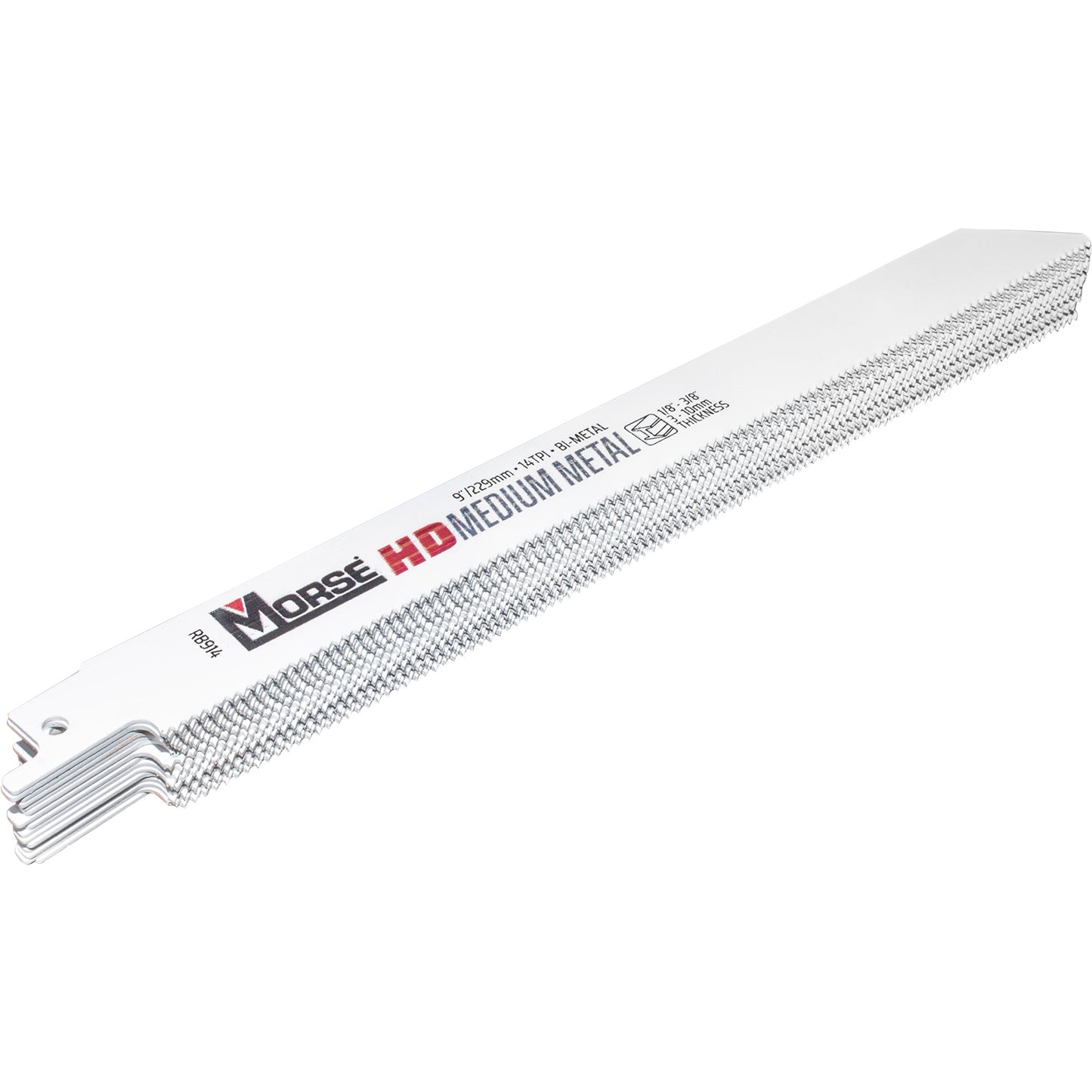 MK Morse HD Medium Metal Bi-Metal Reciprocating Saw Blade For Medium Metal (1/8 Inch - 3/8 Inch) 9 Inch x 3/4 Inch x 0.035 Inch 14 TPI 100 Pack