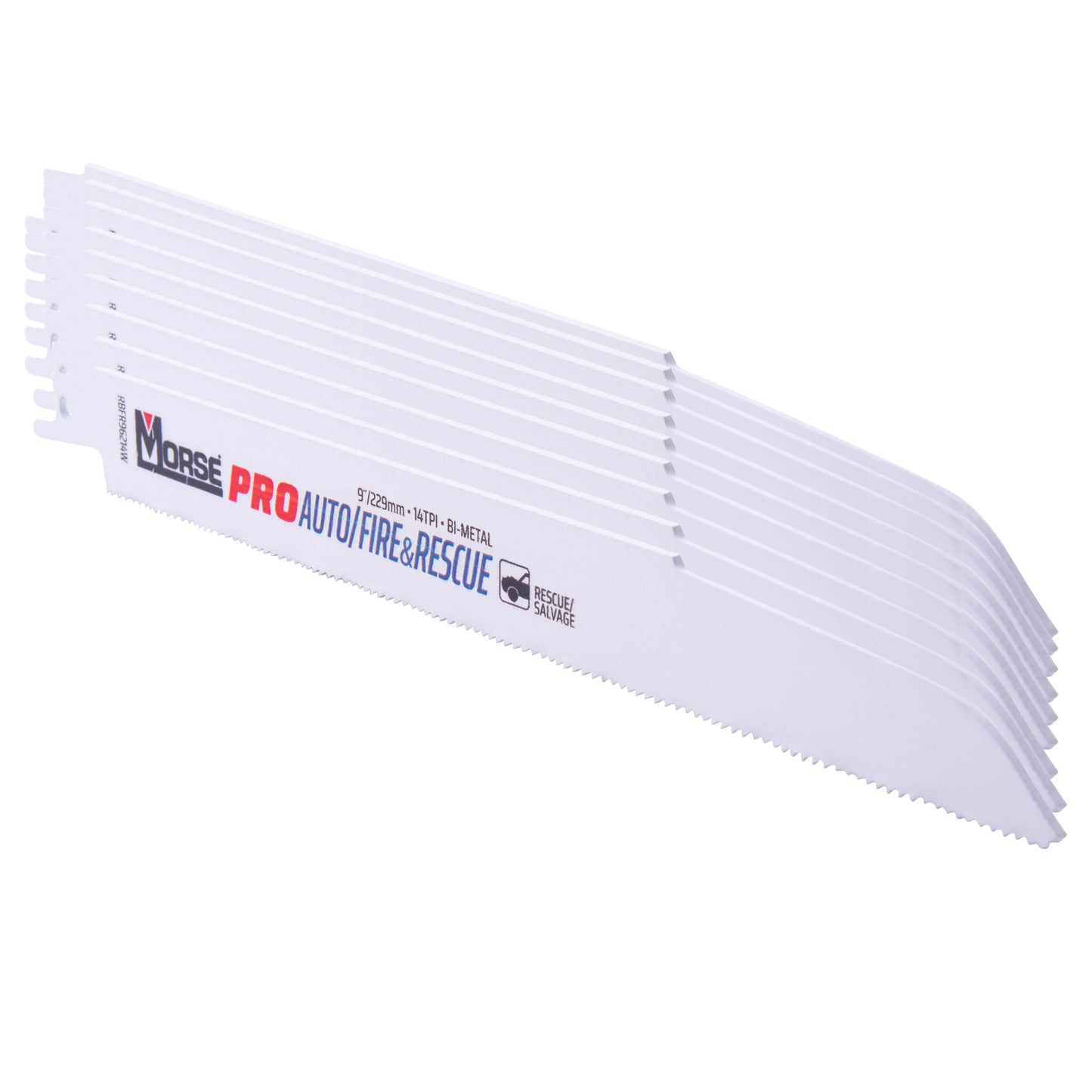 MK Morse PRO Auto|Fire & Rescue Bi-Metal Reciprocating Saw Blade For Automotive Salvage/Fire and Rescue - Medium Metal (1/8 Inch - 3/8 Inch) 9 Inch X 7/8 Inch X 0.062 Inch 14 TPI 25 Pack