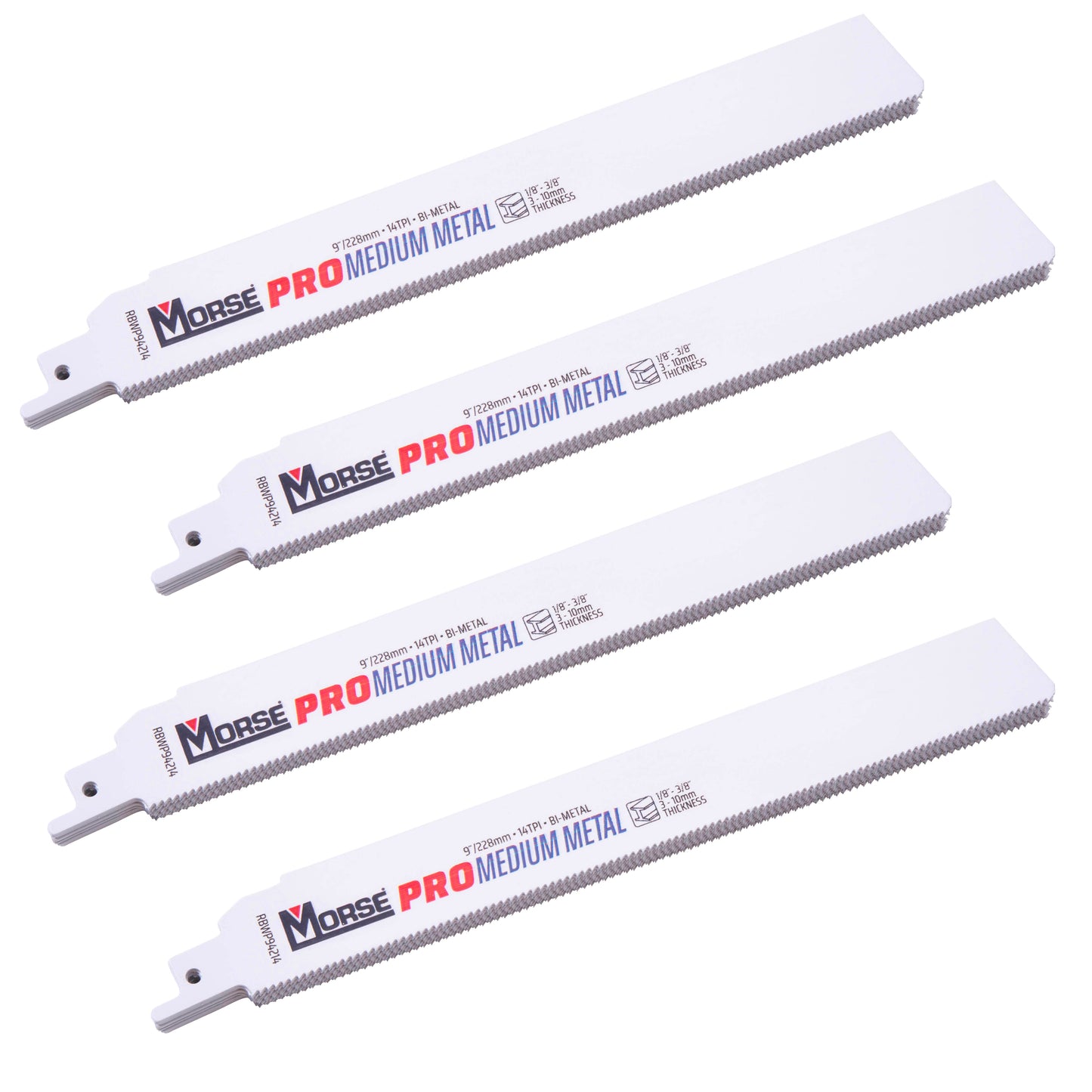 MK Morse PRO Auto|Fire & Rescue Bi-Metal Reciprocating Saw Blade For Automotive Salvage/Fire and Rescue - Medium Metal (1/8 Inch - 3/8 Inch) 9 Inch X 1 Inch X 0.042 Inch 14 TPI 100 Pack
