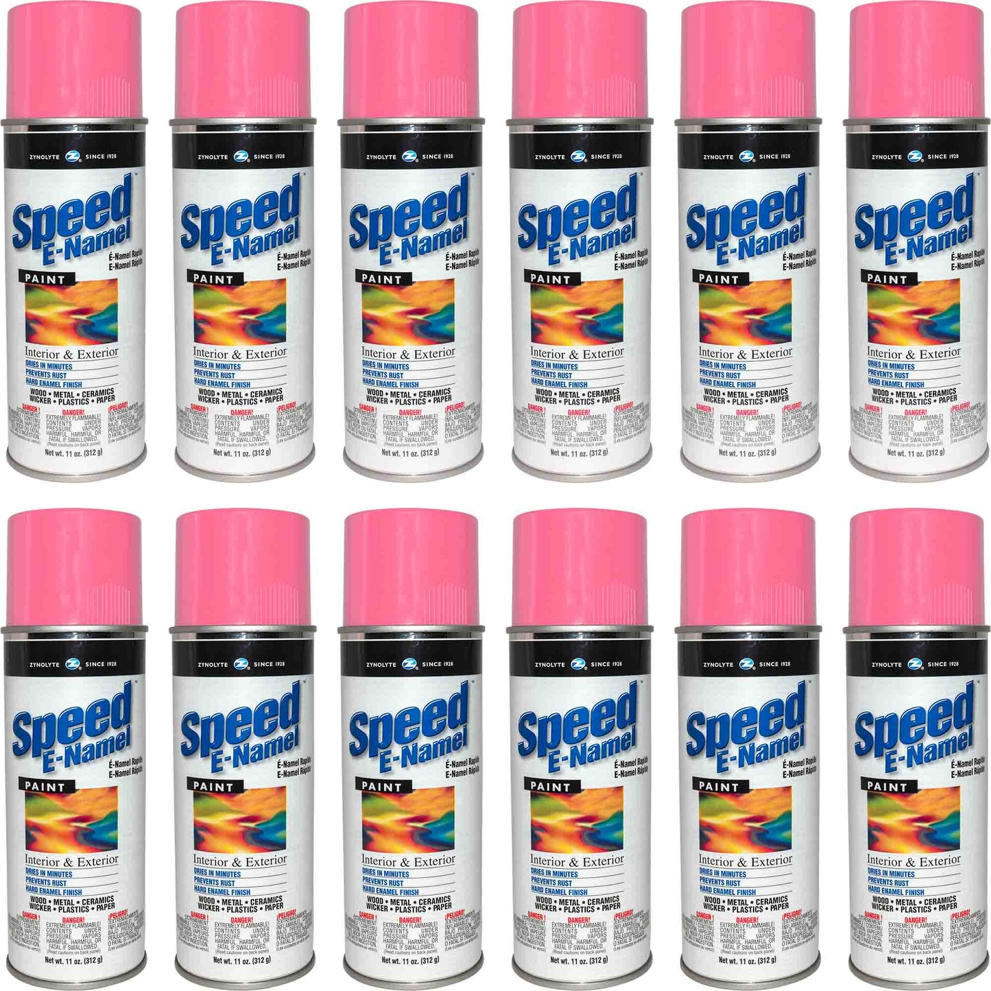 Zynolyte Speed E-Namel Z518 Fast Drying Enamel Spray Paint Pink 11 oz Can Case of 12