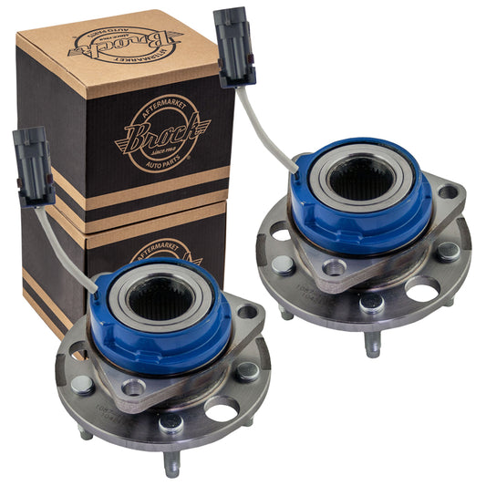 Brock Replacement Set Front Hubs and Wheel Bearings Compatible with 1992-1999 LeSabre Eighty-Eight Bonneville with ABS Sensor 4.5" Bolt Circle