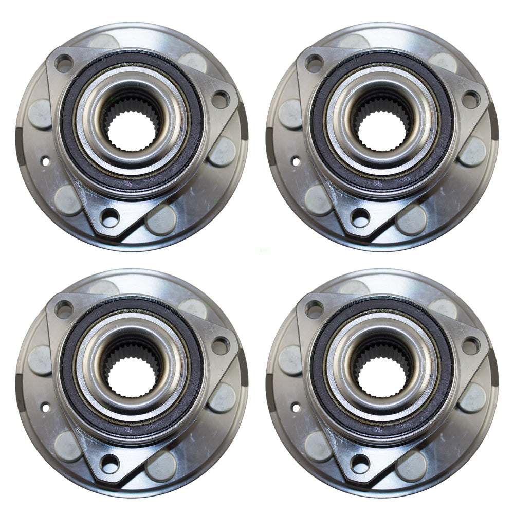 Brock Replacement 4 Pc Front and Rear Wheel Hubs & Bearings Compatible with 2010-2016 SRX 2011 9-4X 13589508 HA590393