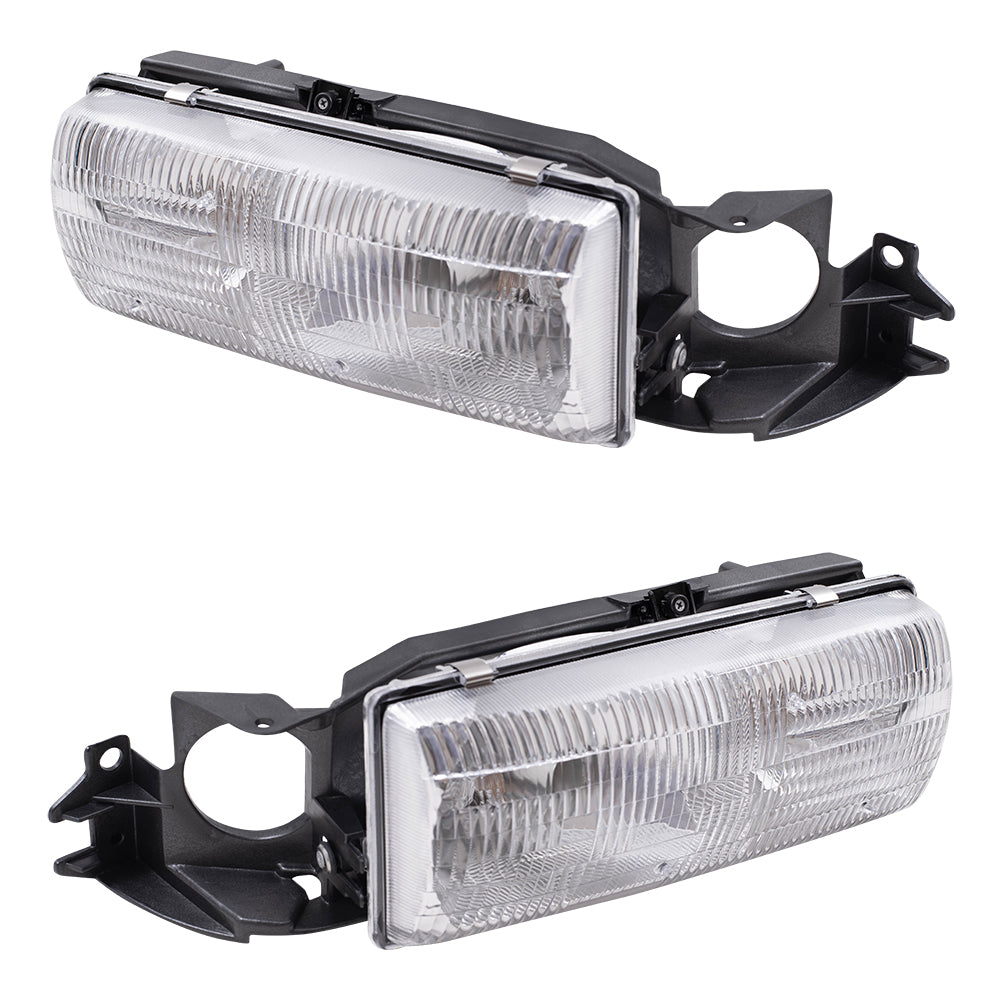Brock Replacement Driver and Passenger Set Headlights Compatible with 1991-1996 Caprice Roadmaster Wagon 16519235 16519236