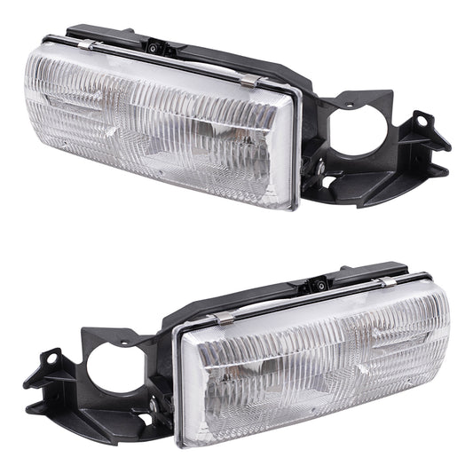 Brock Replacement Driver and Passenger Set Headlights Compatible with 1991-1996 Caprice Roadmaster Wagon 16519235 16519236