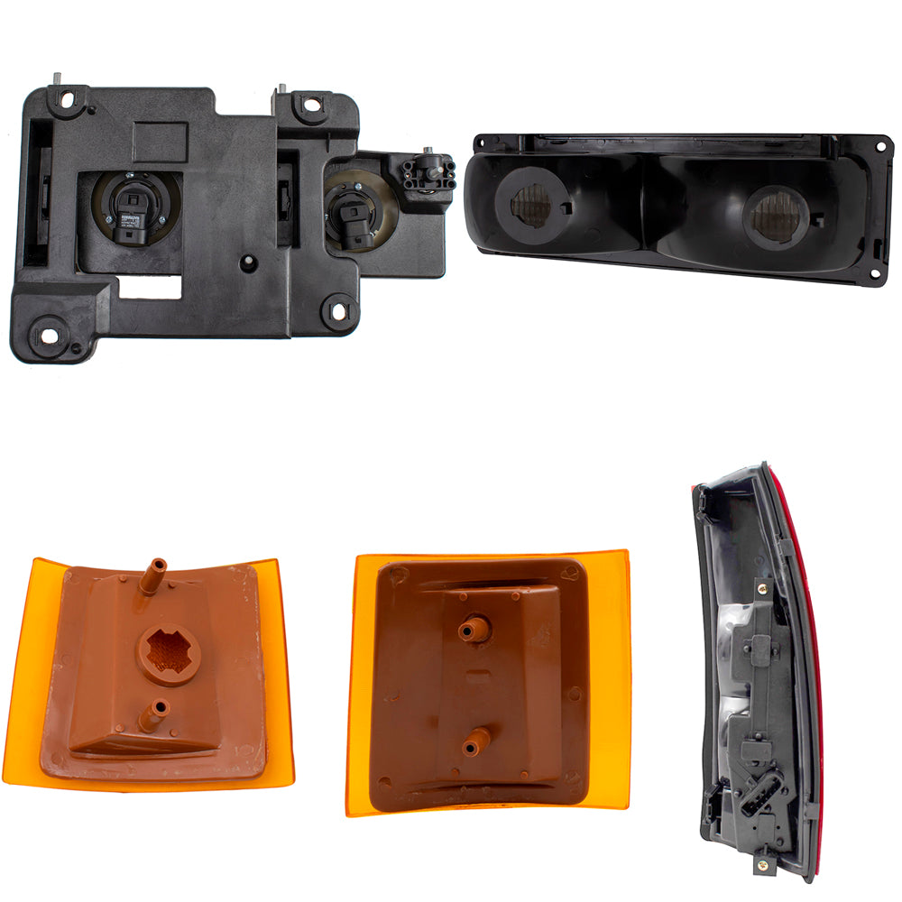 10 Pc Set Composite Headlights, Tail Lights and Side Marker Lights Compatible with 1994-1999 C/K Old Body Style Pickup