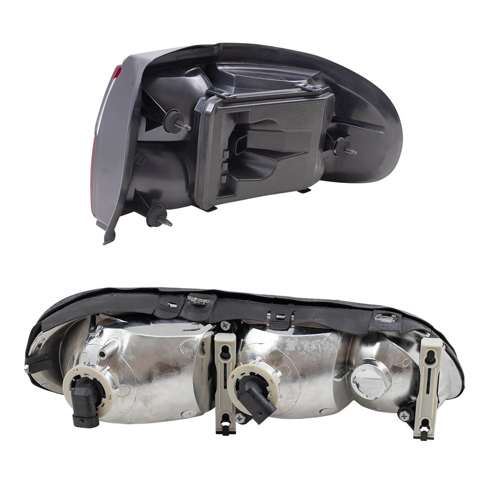 Brock Replacement Driver and Passenger Side Headlights and Tail Lights with Circuit Board Quarter Mounted 4 Piece Set Compatible with 1997-2003 Malibu & 2004-2005 Malibu Classic