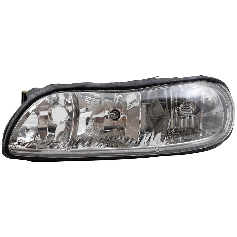 Brock Replacement Driver and Passenger Side Halogen Combination Headlight Assemblies Compatible with 1997-2003 Malibu