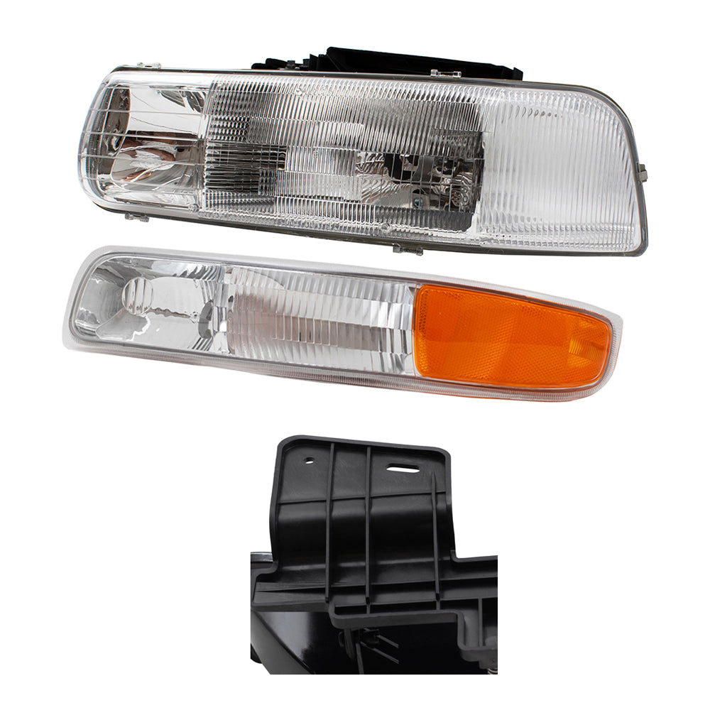 Headlights Replacement Fog Lights & Side Signal Marker Lights Compatible with 1999-2002 Silverado Pickup Truck