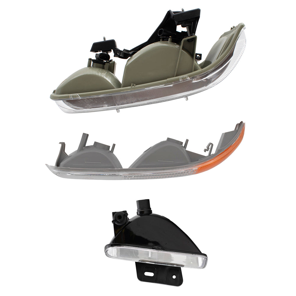 Headlights Replacement Fog Lights & Side Signal Marker Lights Compatible with 1999-2002 Silverado Pickup Truck