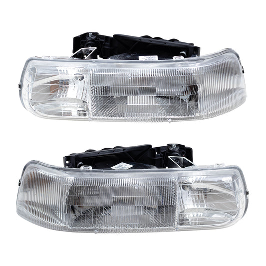 Brock CAPA Headlights Set fits 00-06 Tahoe Suburban 99-02 Silverado Pair Headlamps
