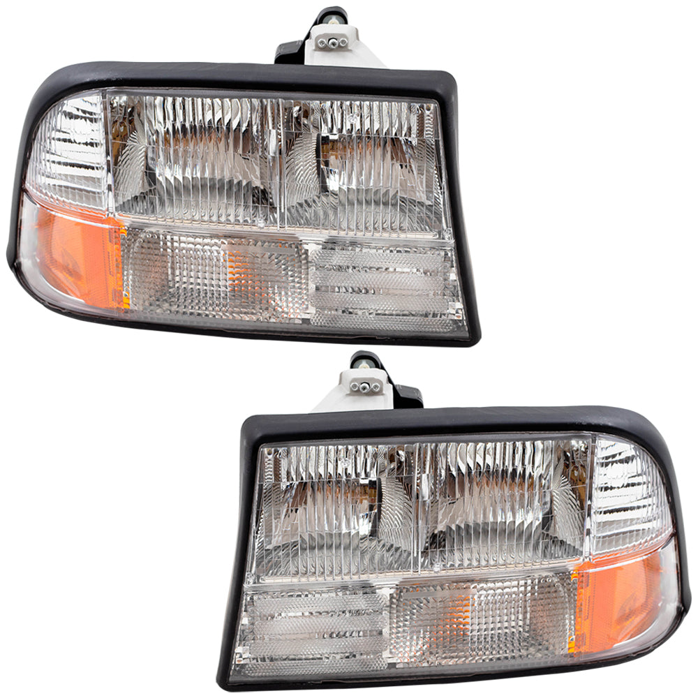Brock Replacement Driver and Passenger Set Headlights Compatible with 98-04 Sonoma Pickup Truck