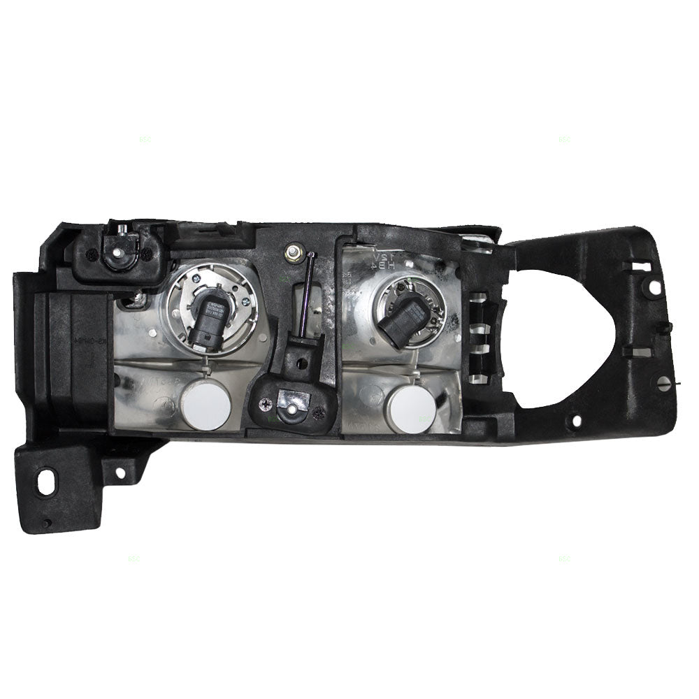 Brock Replacement Passenger Halogen Headlight w/ Chrome Bezel Compatible with 1997 1998 1999 DeVille 16526200