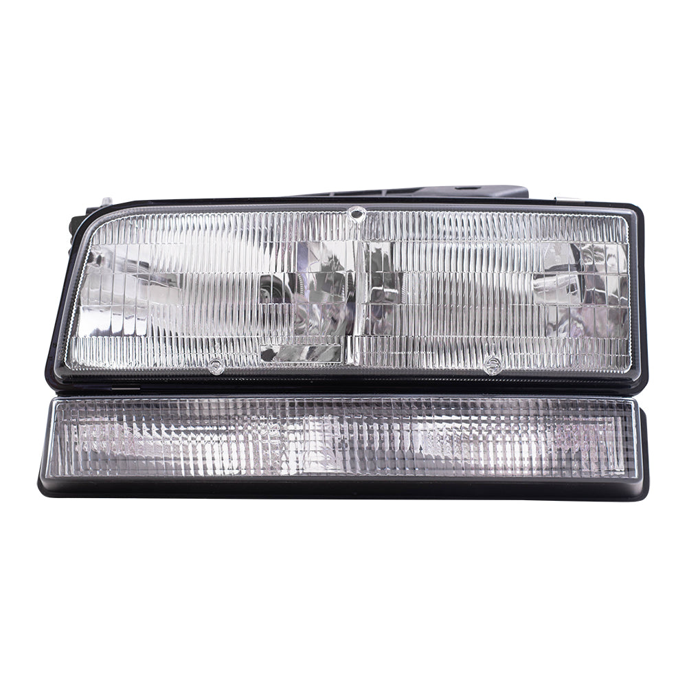 Brock Replacement Driver and Passenger Set Halogen Headlights with Black Edge Compatible with 1992-1996 LeSabre