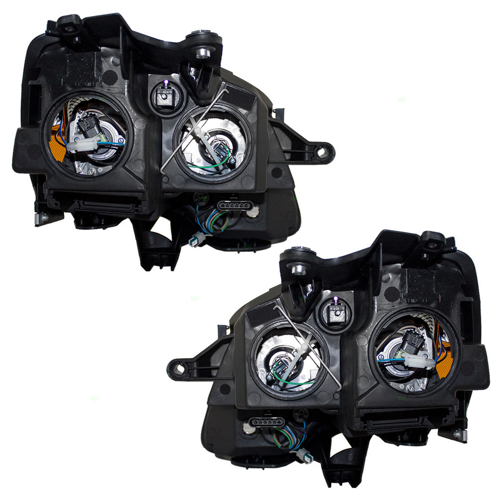 Brock Replacement Driver and Passenger Set Halogen Headlights with Blue Lens Compatible with 2007-2012 Acadia 25826765 25826764
