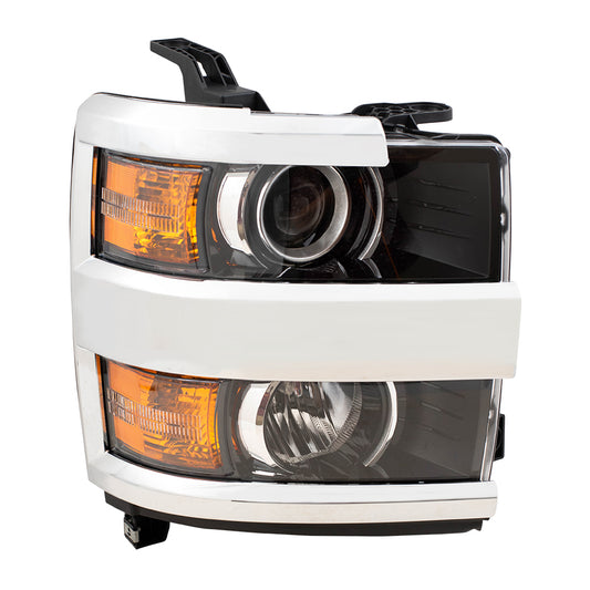 Halogen Headlight fits 2015-2019 Silverado 2500 3500 Passenger Lamp Chrome Bezel