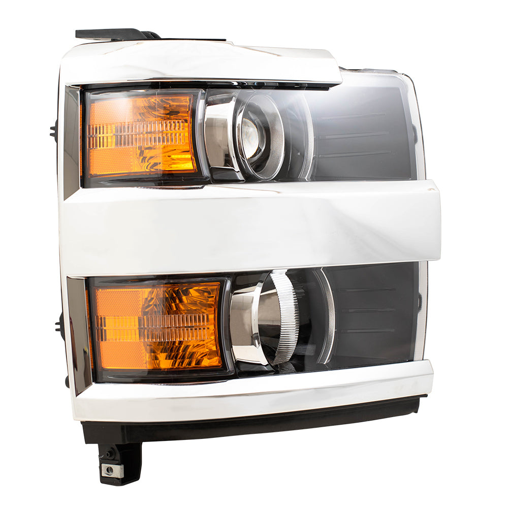 Halogen Headlight fits 2015-2019 Silverado 2500 3500 Passenger Lamp Chrome Bezel